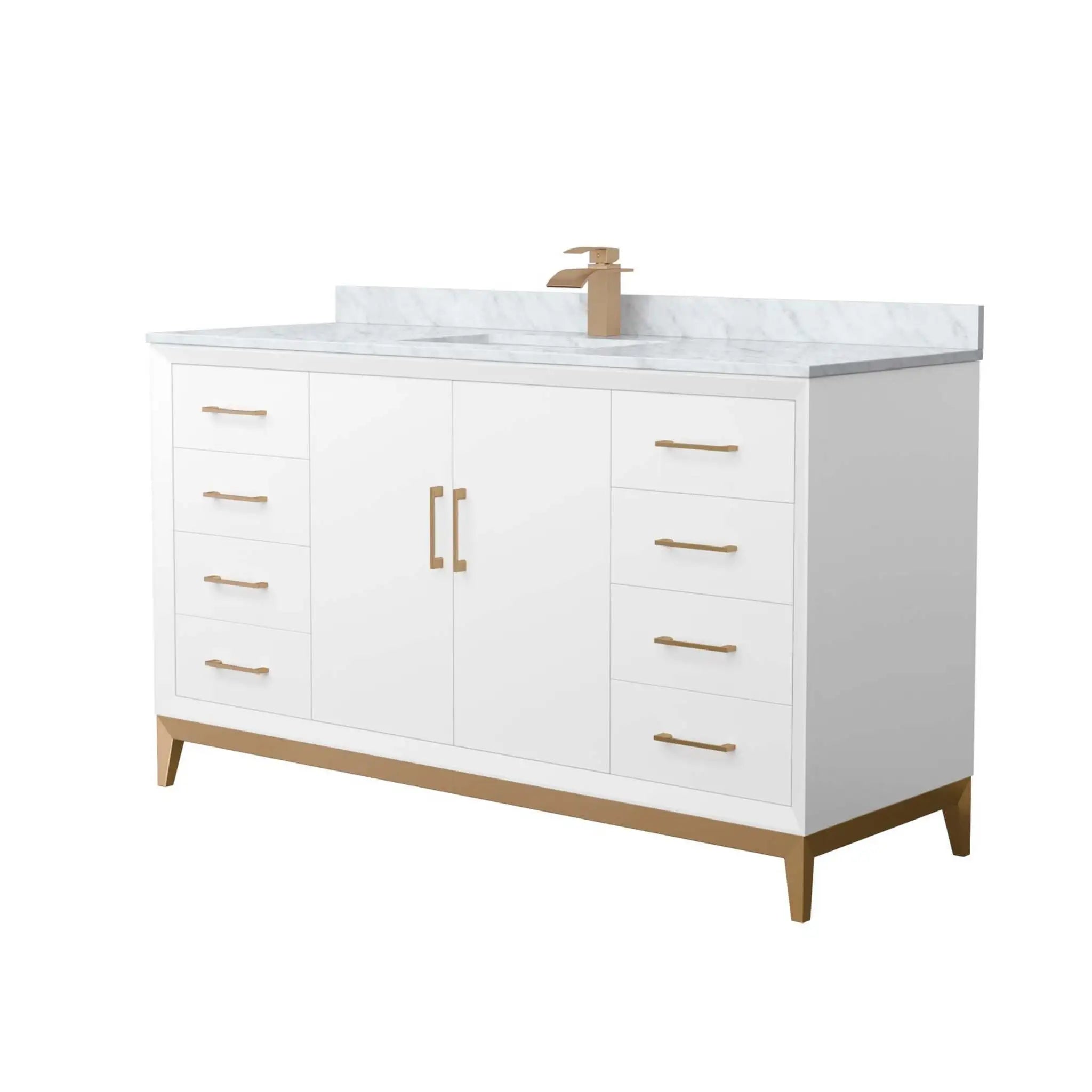 60" Amici Single Bathroom Vanity in White with Satin Bronze Trim by Wyndham