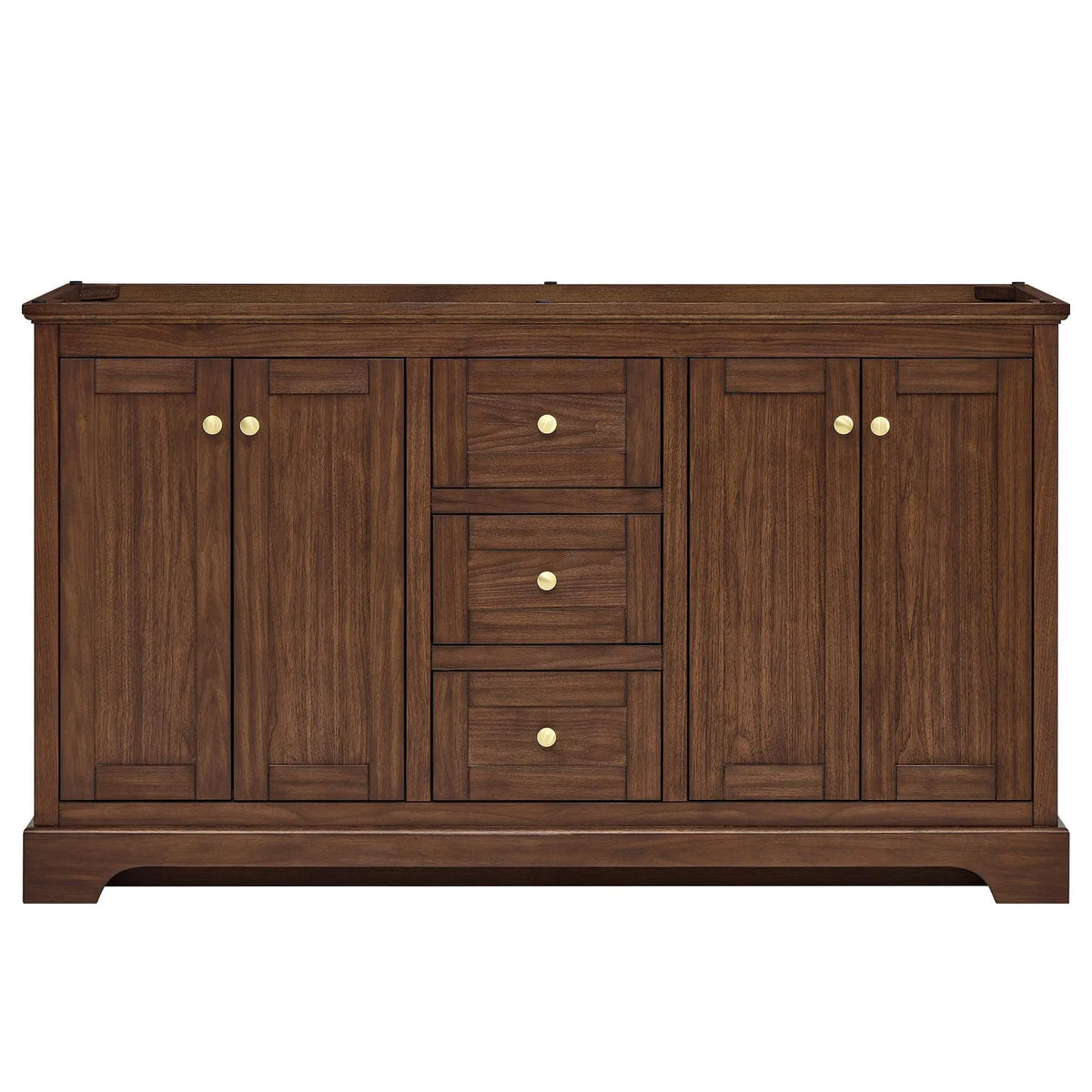 60" Avery Double Bathroom Vanity Dark Walnut Brushed Gold Trim by wyndham View 41