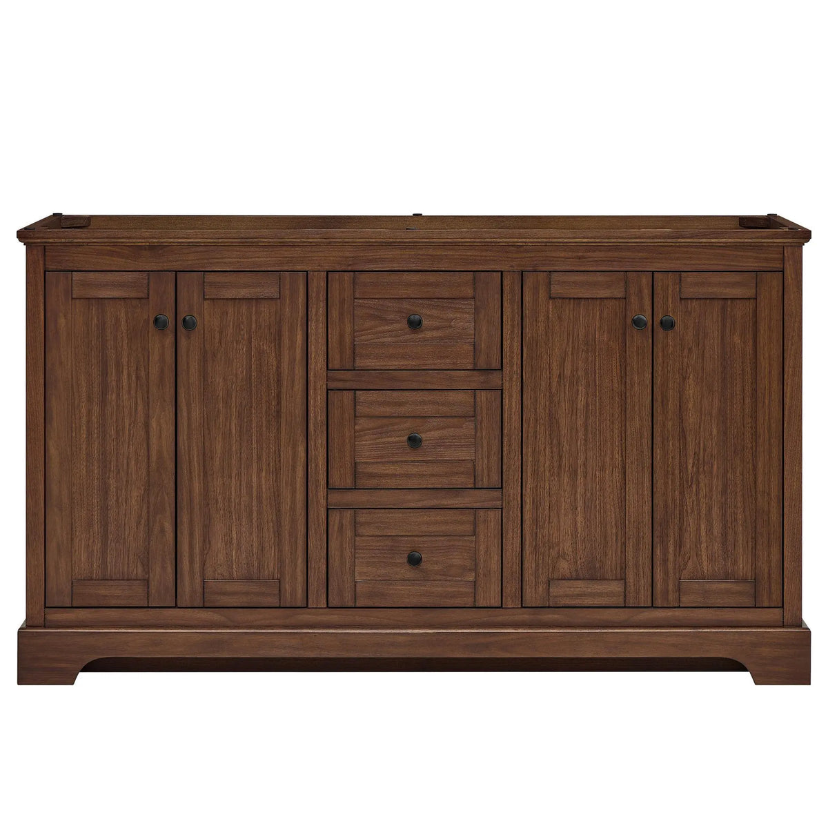 60" Avery Double Bathroom Vanity Dark Walnut Matte Black Trim by wyndham View 41