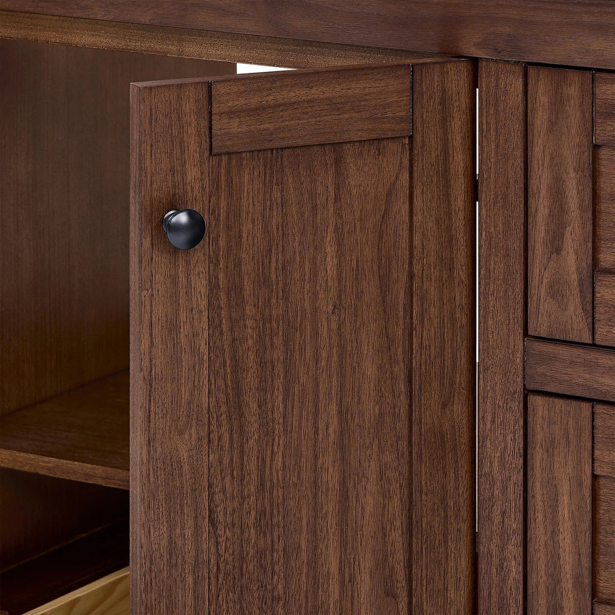 60" Avery Double Bathroom Vanity Dark Walnut Matte Black Trim by wyndham 4