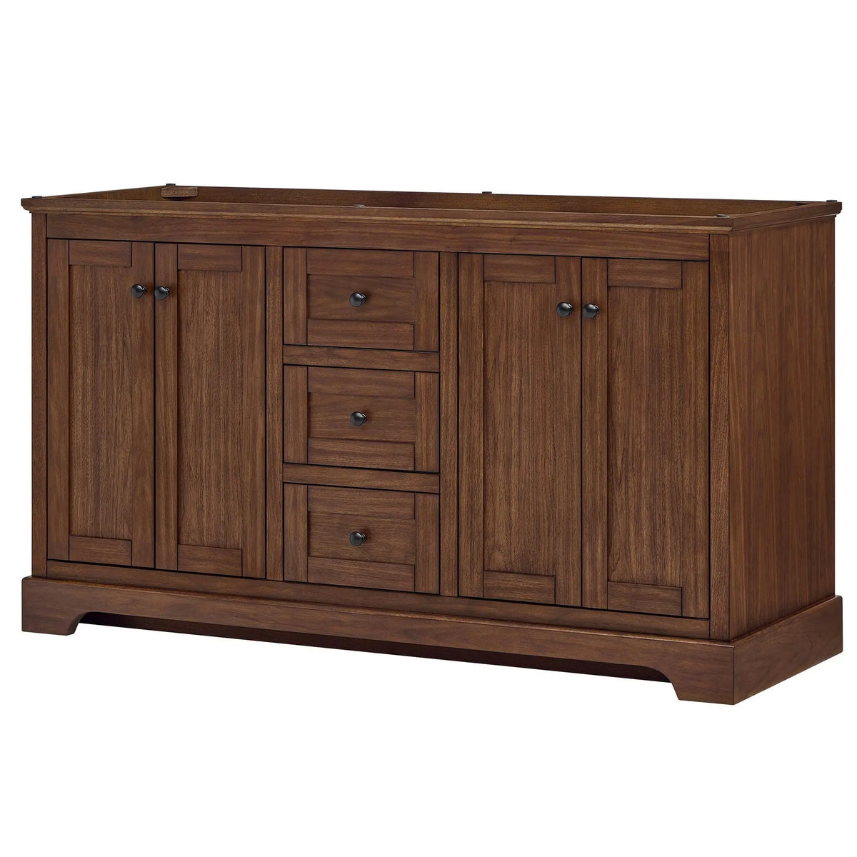 60" Avery Double Bathroom Vanity Dark Walnut Matte Black Trim by wyndham View 44