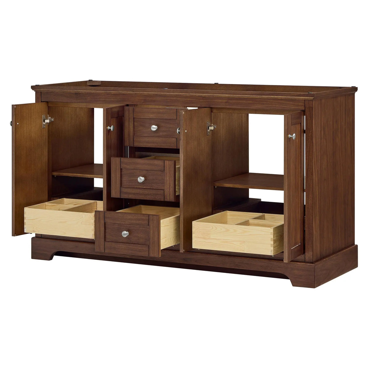 60" Avery Double Bathroom Vanity Dark Walnut Polished Chrome Trim by wyndham View 42