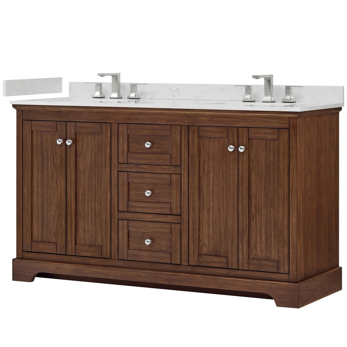 60" Avery Double Bathroom Vanity Dark Walnut Polished Chrome Trim by wyndham View 15