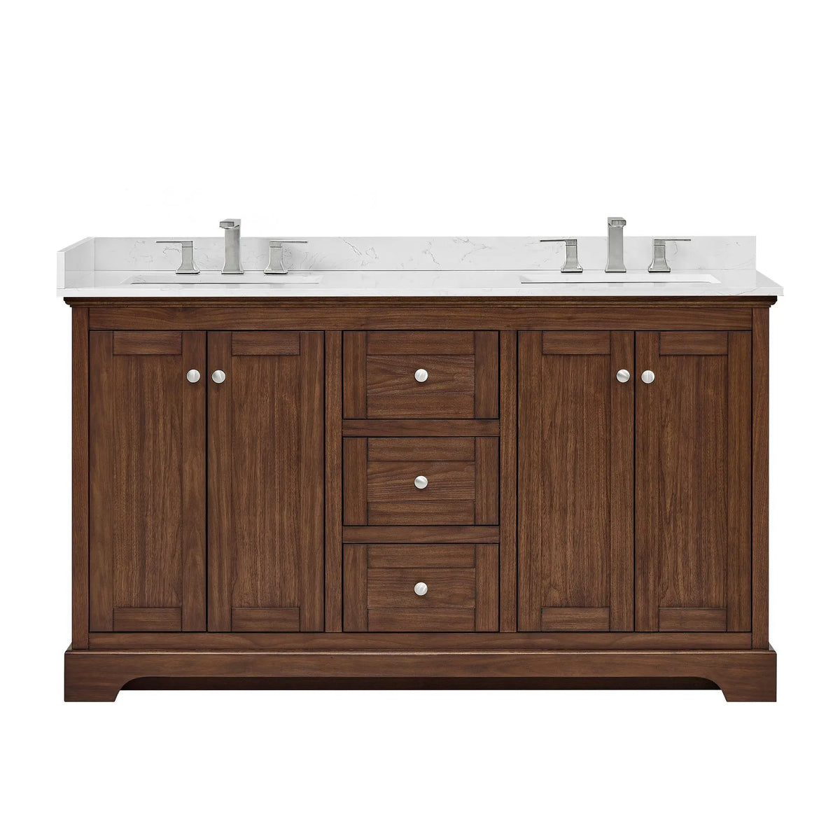 60" Avery Double Bathroom Vanity Dark Walnut Polished Chrome Trim by wyndham View 11
