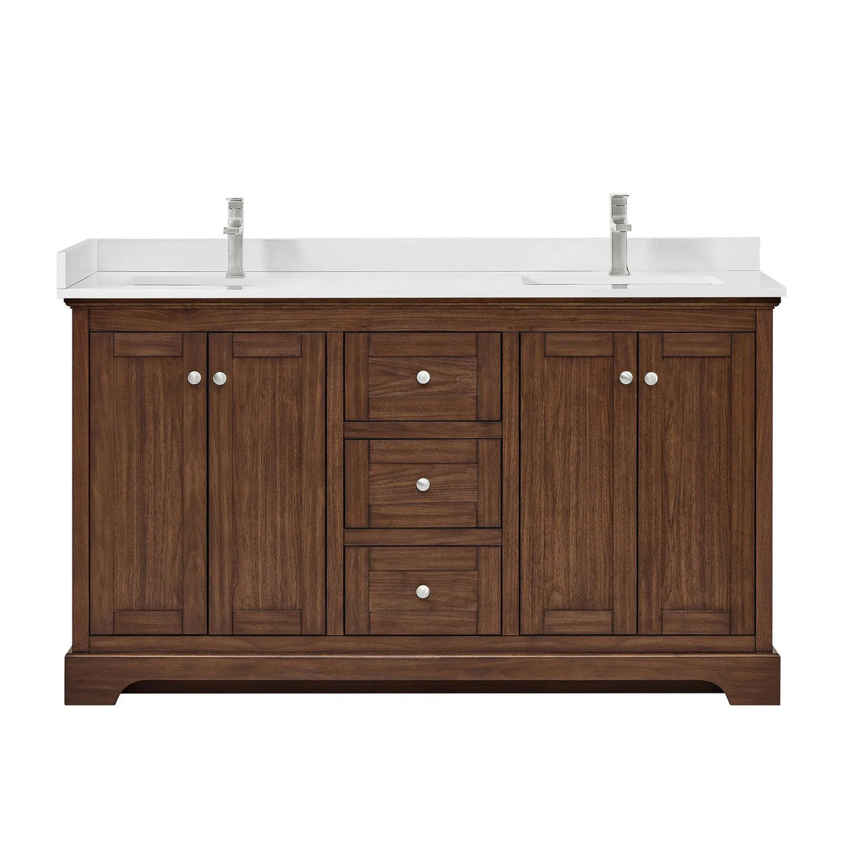 60" Avery Double Bathroom Vanity Dark Walnut Polished Chrome Trim by wyndham View 21