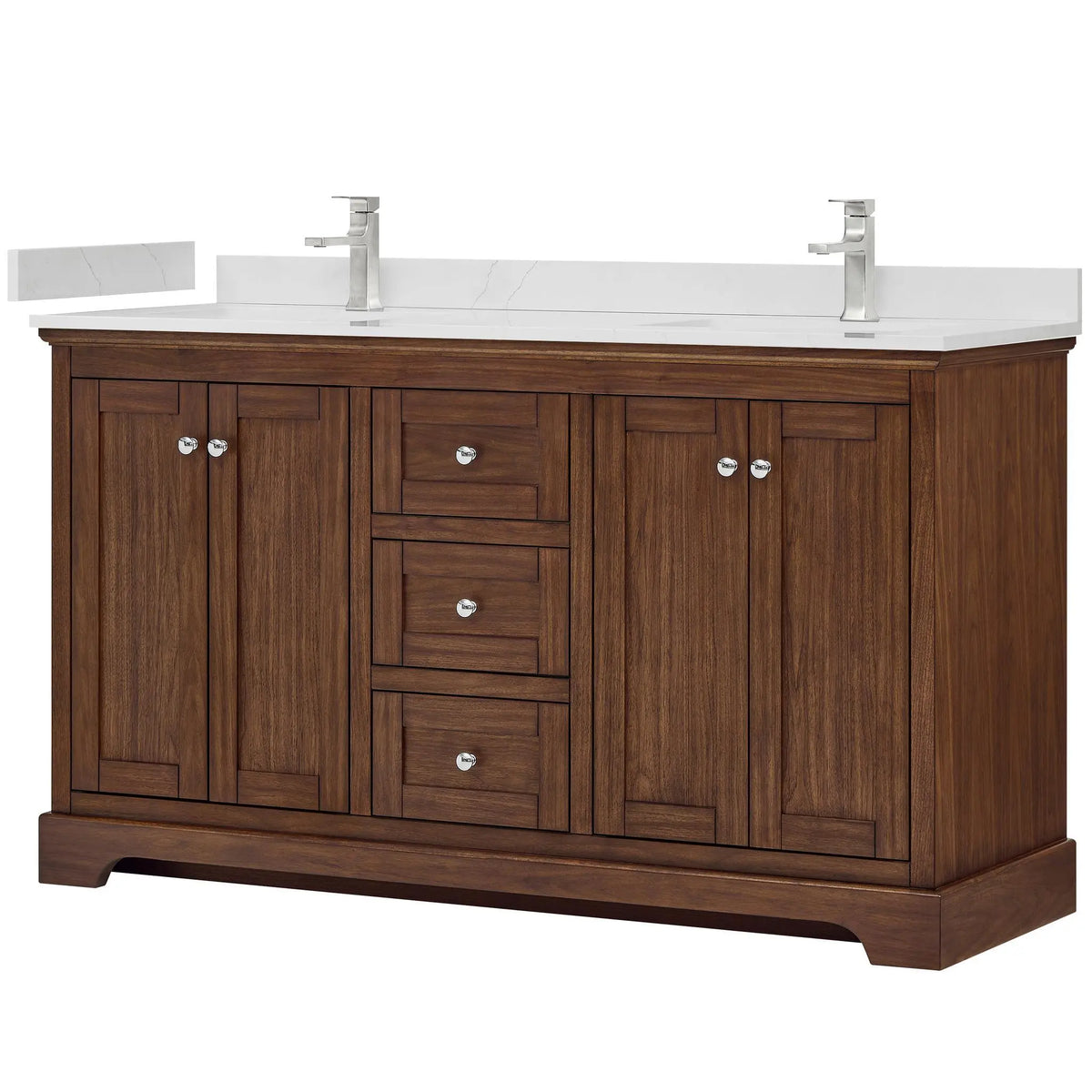 60" Avery Double Bathroom Vanity Dark Walnut Polished Chrome Trim by wyndham View 30