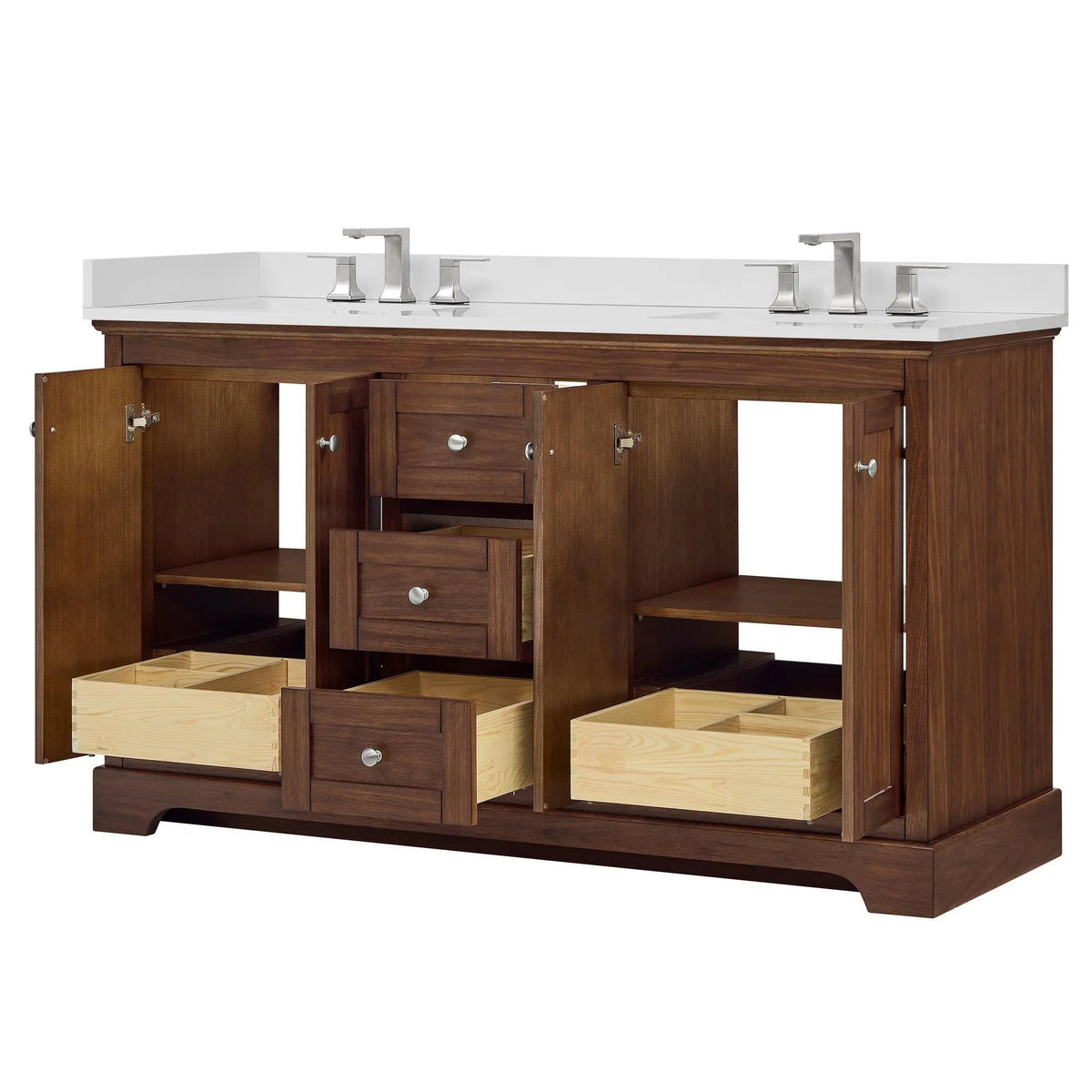60" Avery Double Bathroom Vanity Dark Walnut Polished Chrome Trim by wyndham View 33