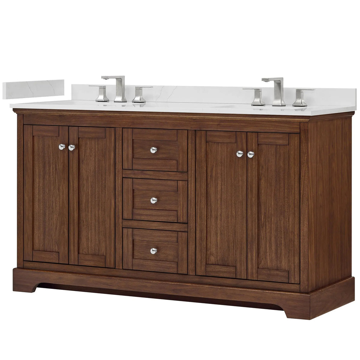60" Avery Double Bathroom Vanity Dark Walnut Polished Chrome Trim by wyndham View 40