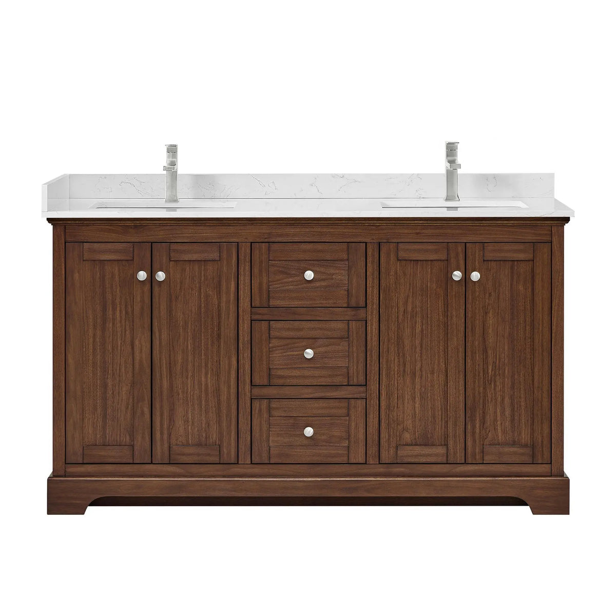 60" Avery Double Bathroom Vanity Dark Walnut Polished Chrome Trim by wyndham View 1