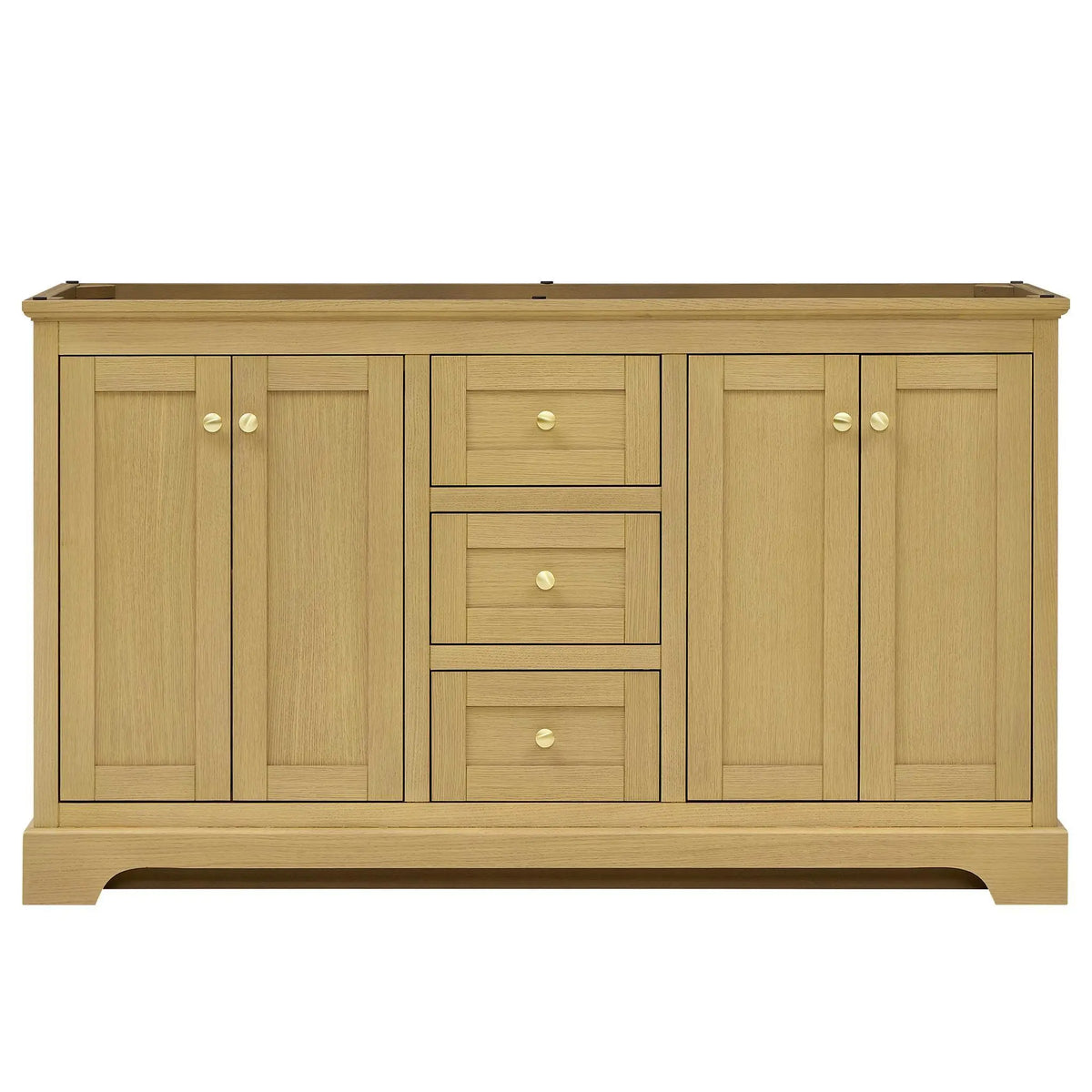 60" Avery Double Bathroom Vanity Honey Oak Brushed Gold Trim by wyndham View 41