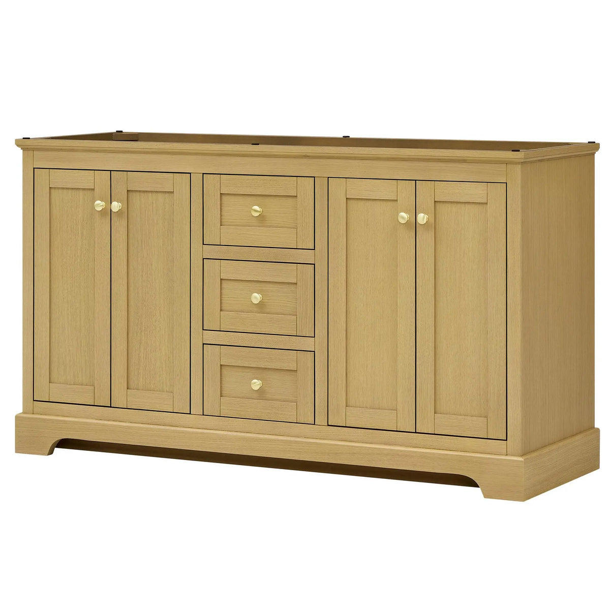 60" Avery Double Bathroom Vanity Honey Oak Brushed Gold Trim by wyndham View 44