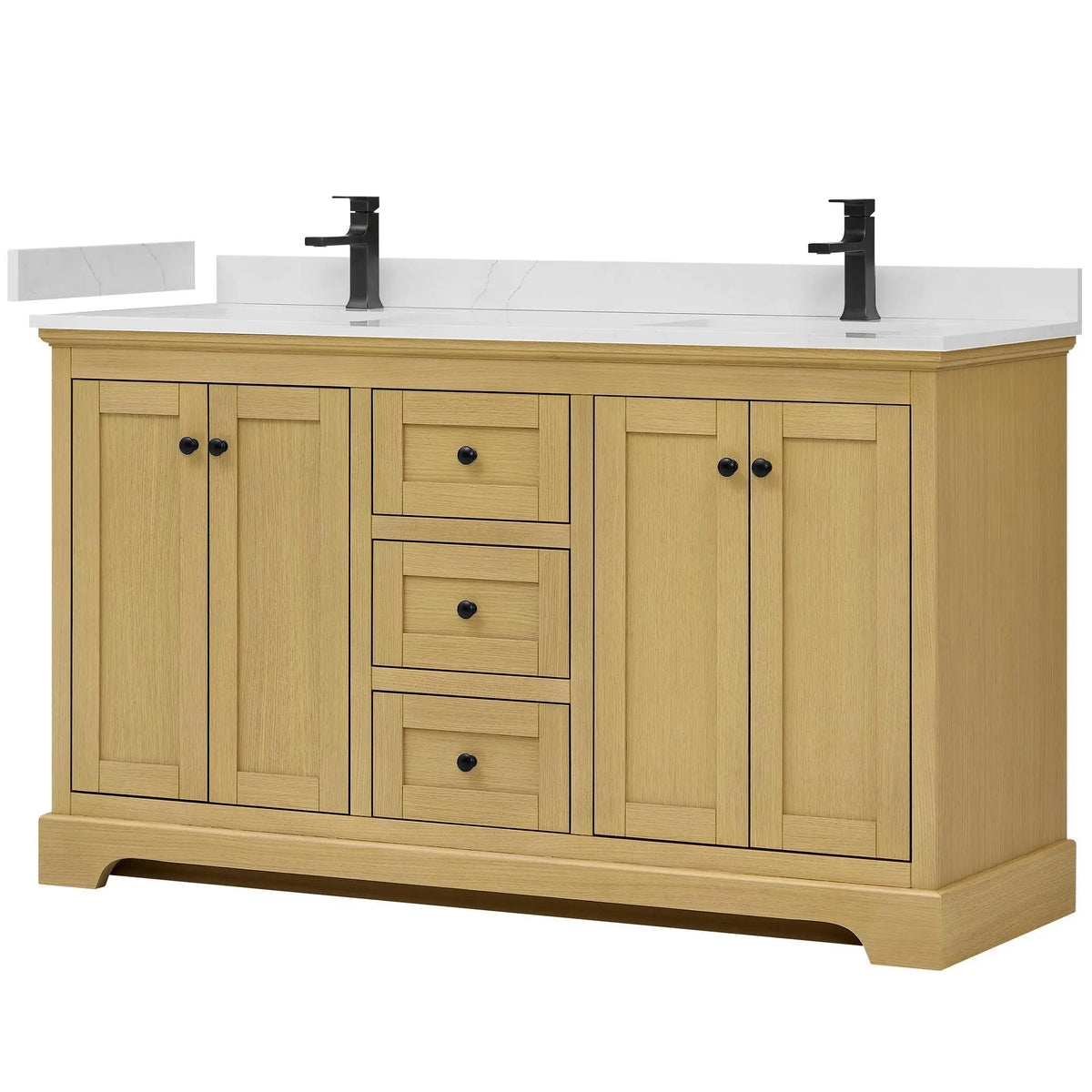 60" Avery Double Bathroom Vanity Honey Oak Matte Black Trim by wyndham View 15