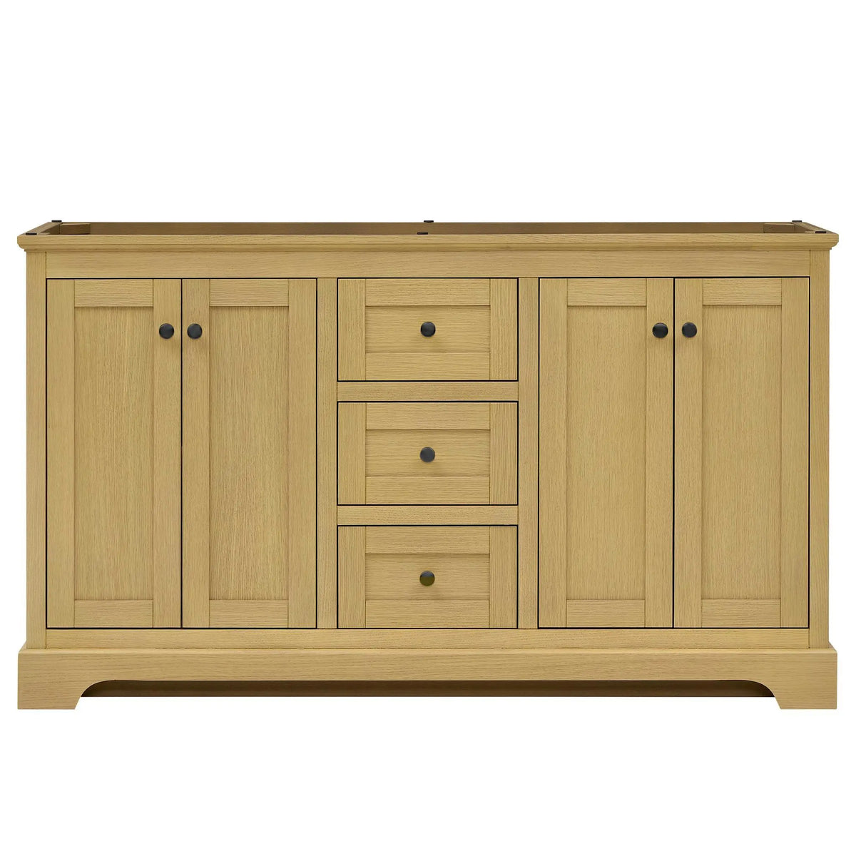 60" Avery Double Bathroom Vanity Honey Oak Matte Black Trim by wyndham View 41