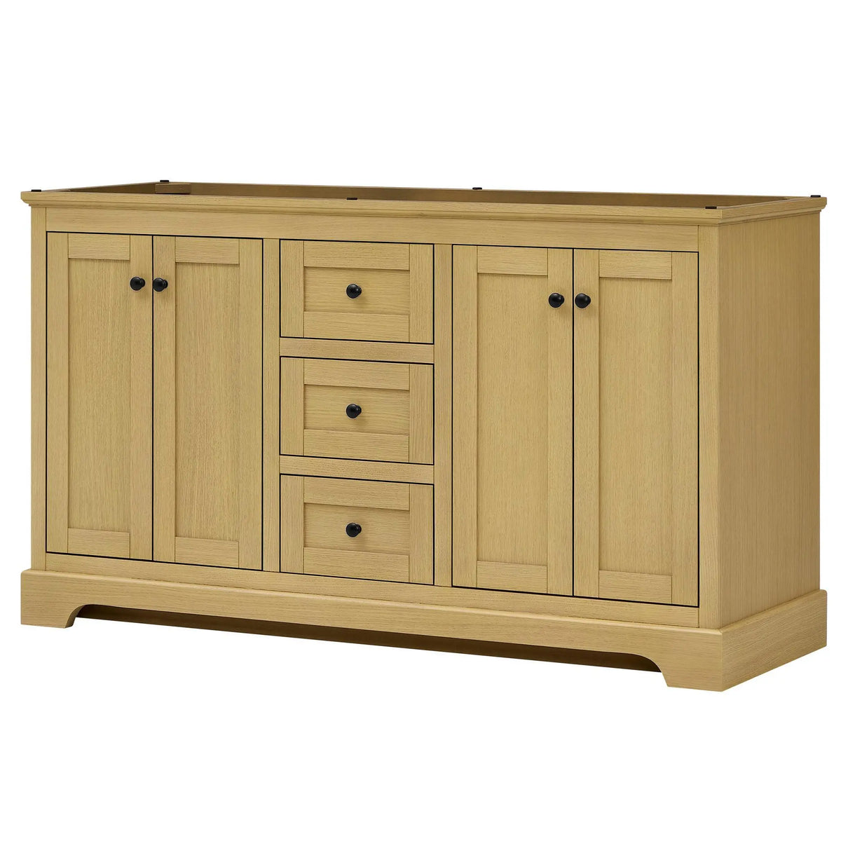 60" Avery Double Bathroom Vanity Honey Oak Matte Black Trim by wyndham View 44
