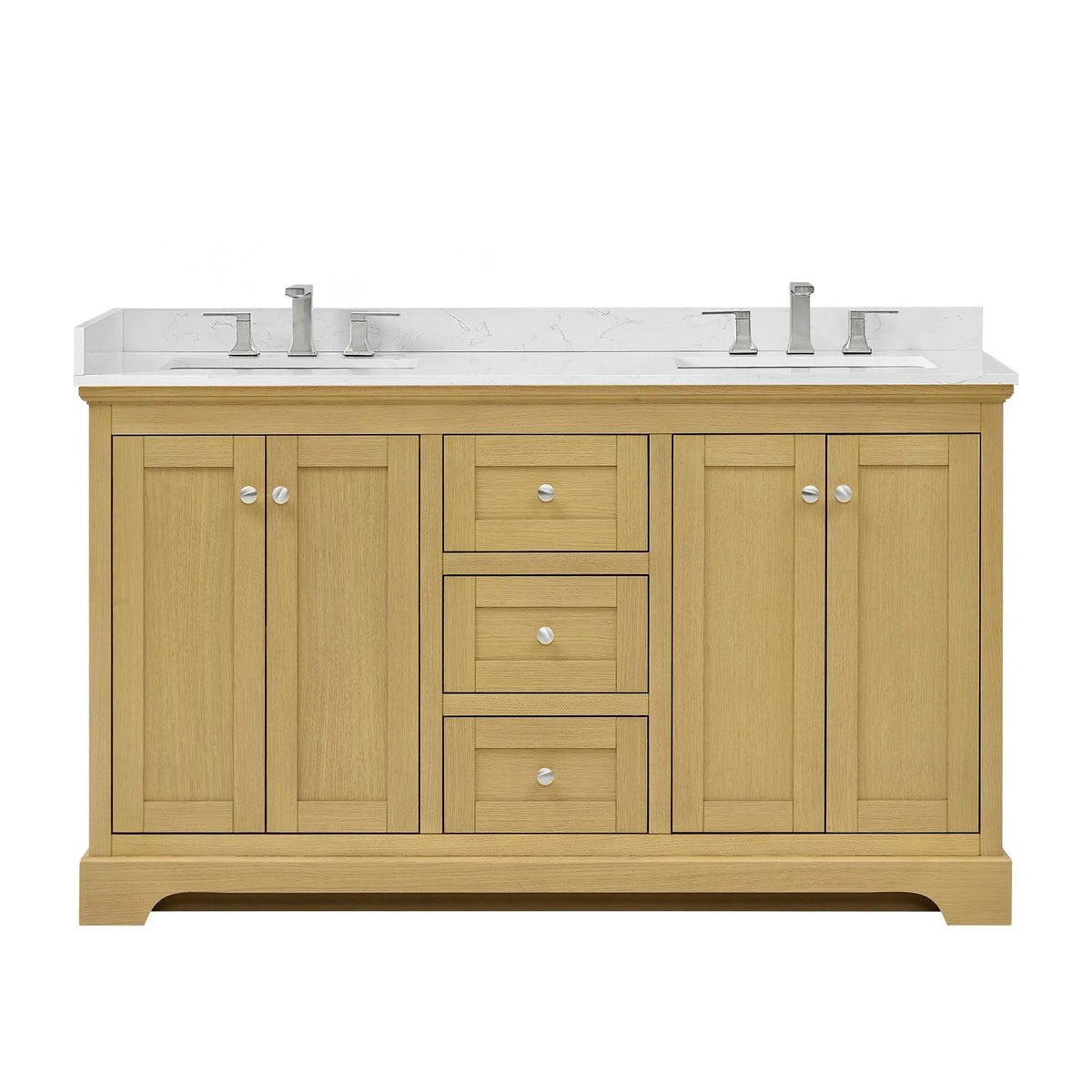 60" Avery Double Bathroom Vanity Honey Oak Polished Chrome Trim by wyndham View 6