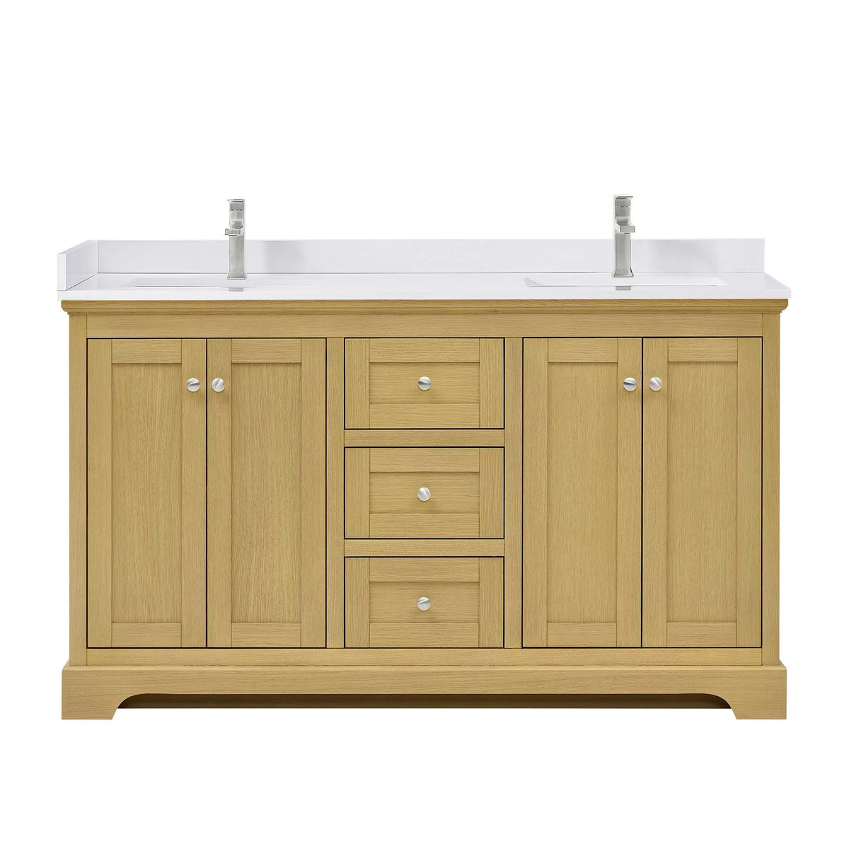 60" Avery Double Bathroom Vanity Honey Oak Polished Chrome Trim by wyndham View 21
