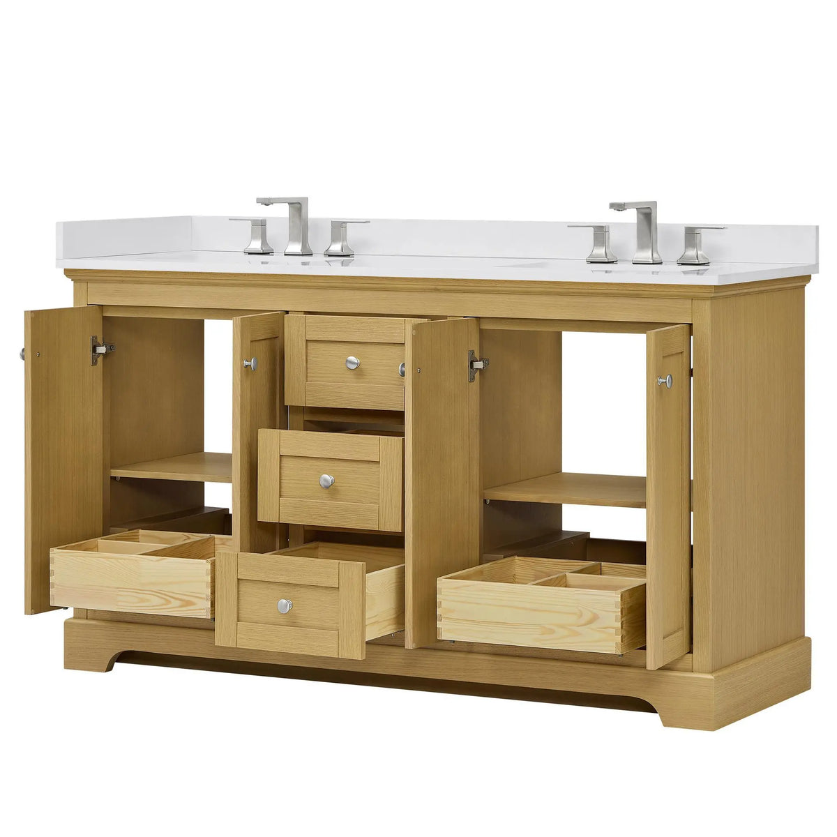 60" Avery Double Bathroom Vanity Honey Oak Polished Chrome Trim by wyndham View 28