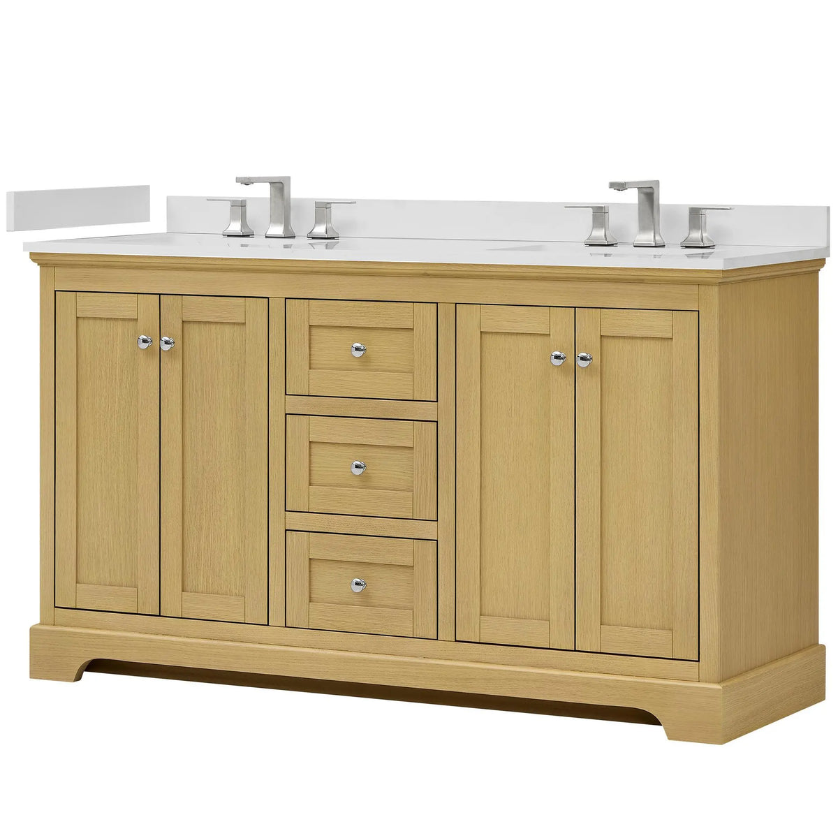 60" Avery Double Bathroom Vanity Honey Oak Polished Chrome Trim by wyndham View 40