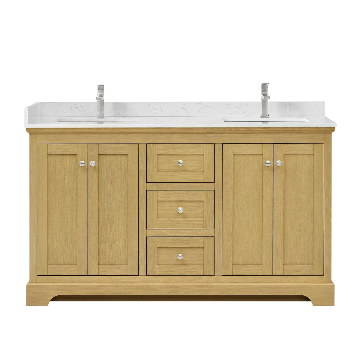 60" Avery Double Bathroom Vanity Honey Oak Polished Chrome Trim by wyndham View 1
