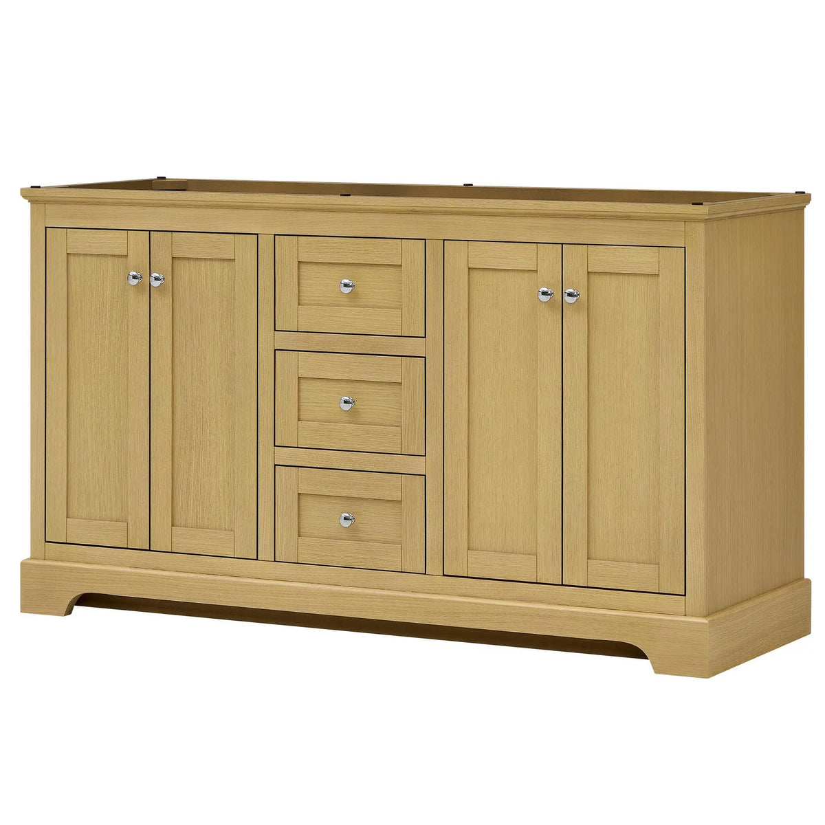 60" Avery Double Bathroom Vanity Honey Oak Polished Chrome Trim by wyndham View 44