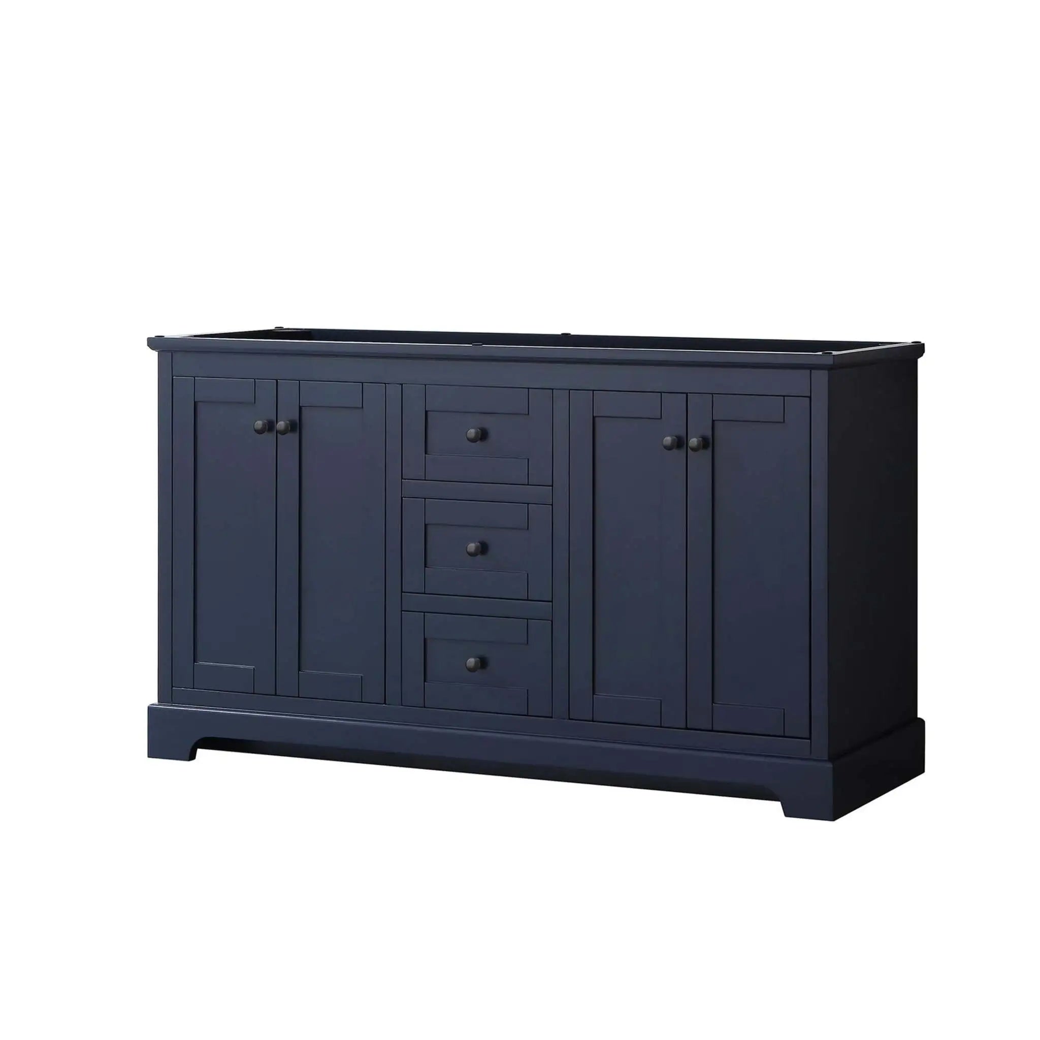 60" Avery Double Bathroom Vanity in Dark Blue with Matte Black Trim by Wyndham