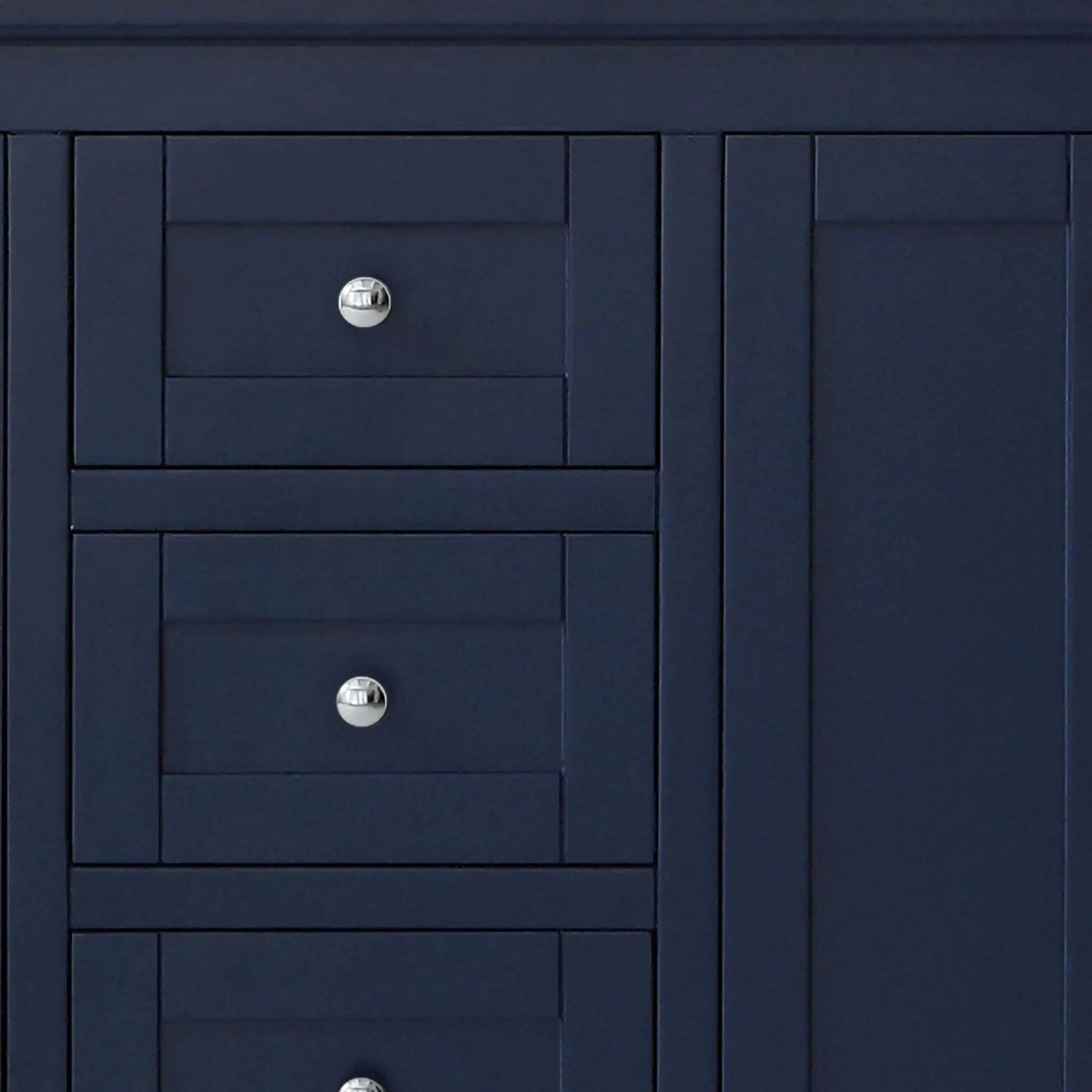 60" Avery Double Bathroom Vanity in Dark Blue with Polished Chrome Trim & 58" Mirror by Wyndham