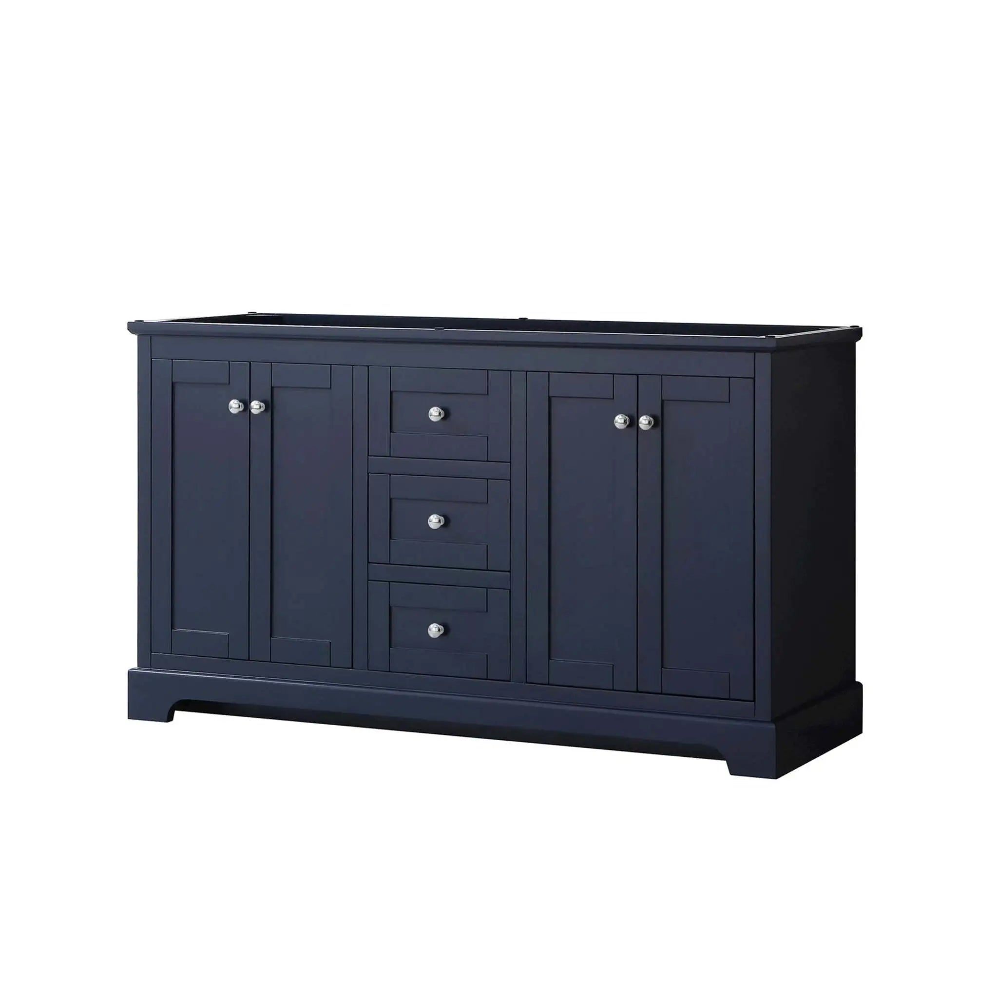 60" Avery Double Bathroom Vanity in Dark Blue with Polished Chrome Trim by Wyndham