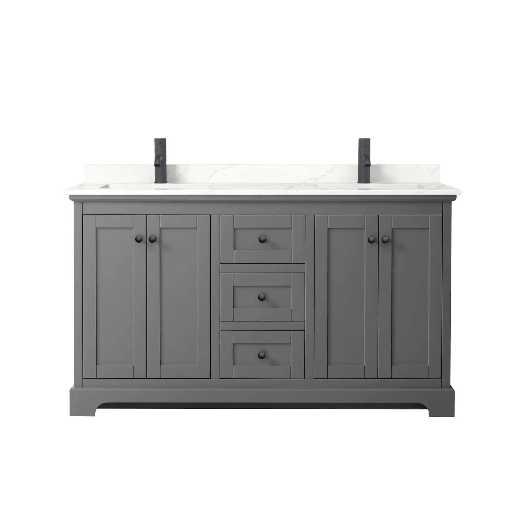 60" Avery Double Bathroom Vanity in Dark Gray with Matte Black Trim by Wyndham