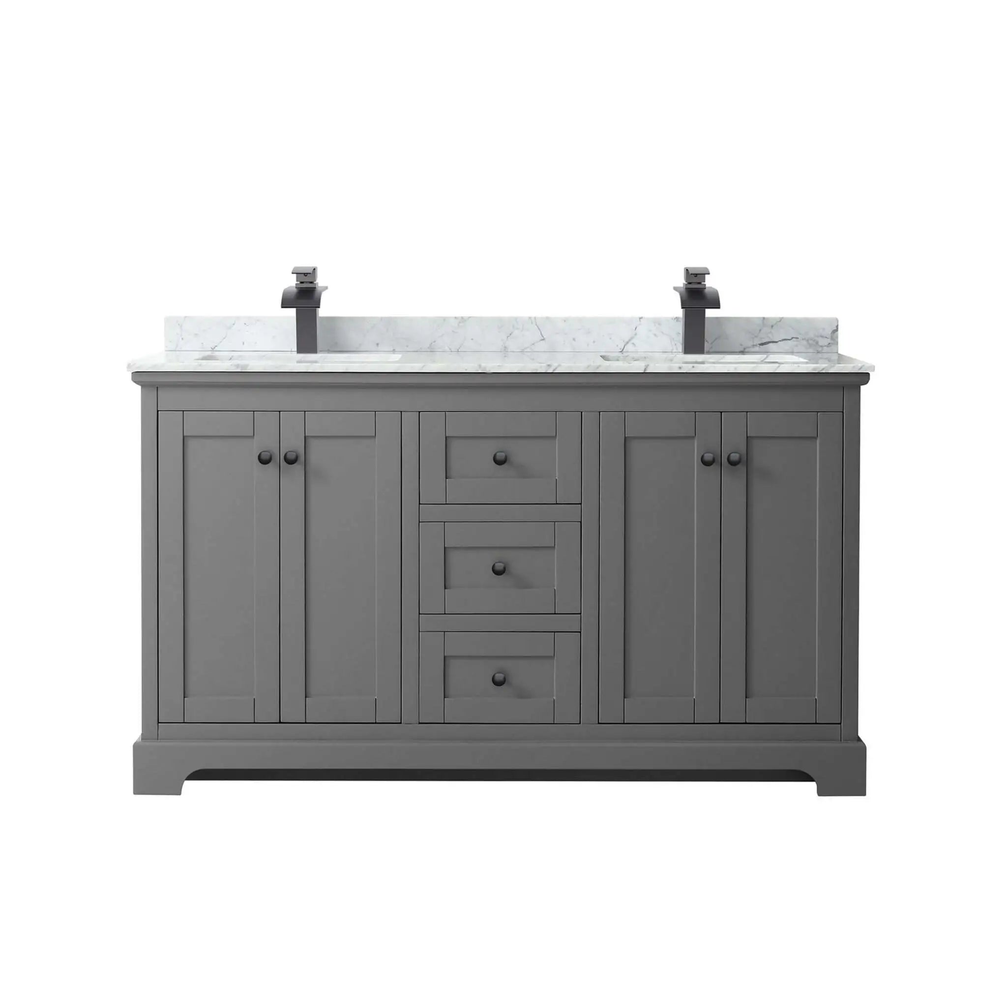 60" Avery Double Bathroom Vanity in Dark Gray with Matte Black Trim by Wyndham