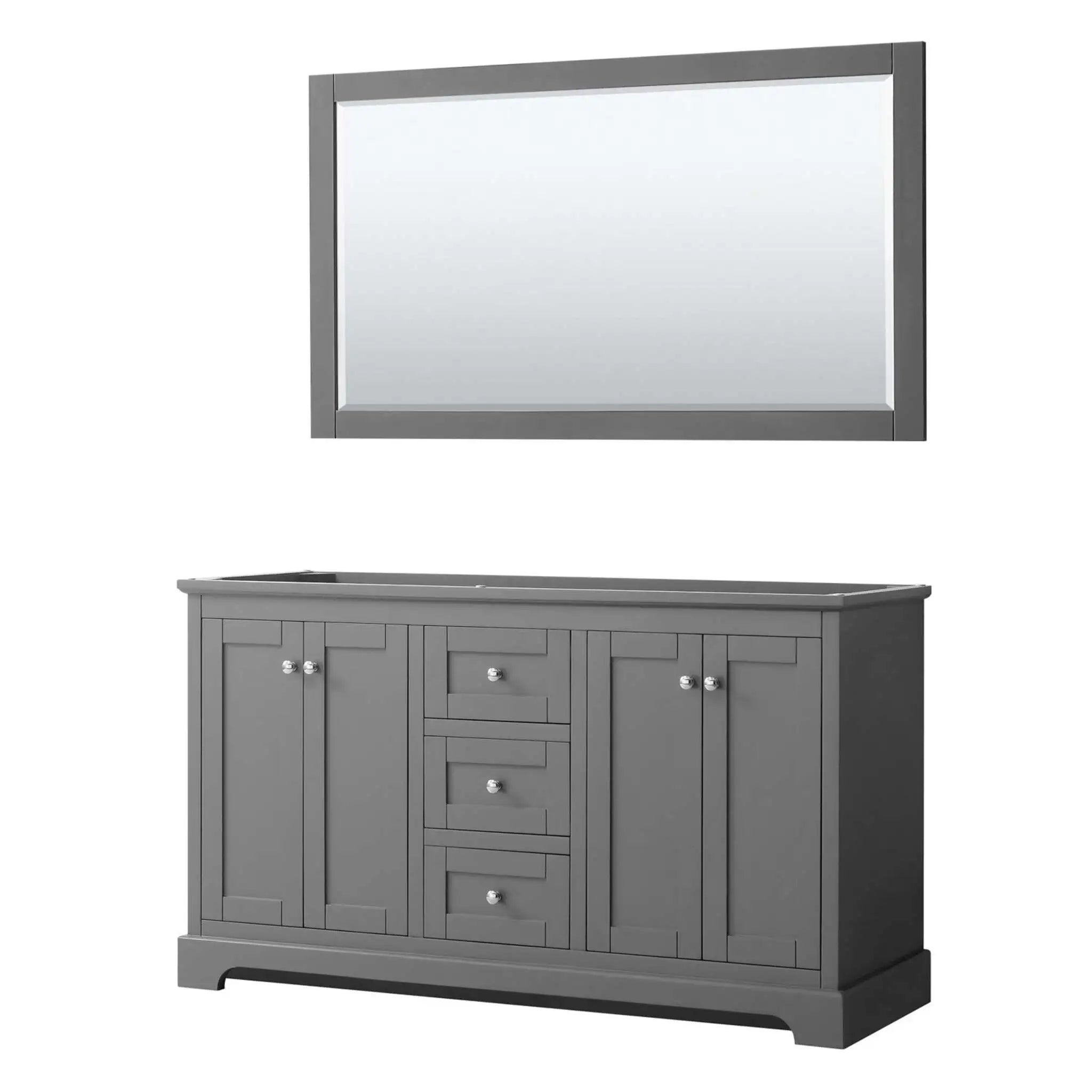 60" Avery Double Bathroom Vanity in Dark Gray with Polished Chrome Trim & 58" Mirror by Wyndham