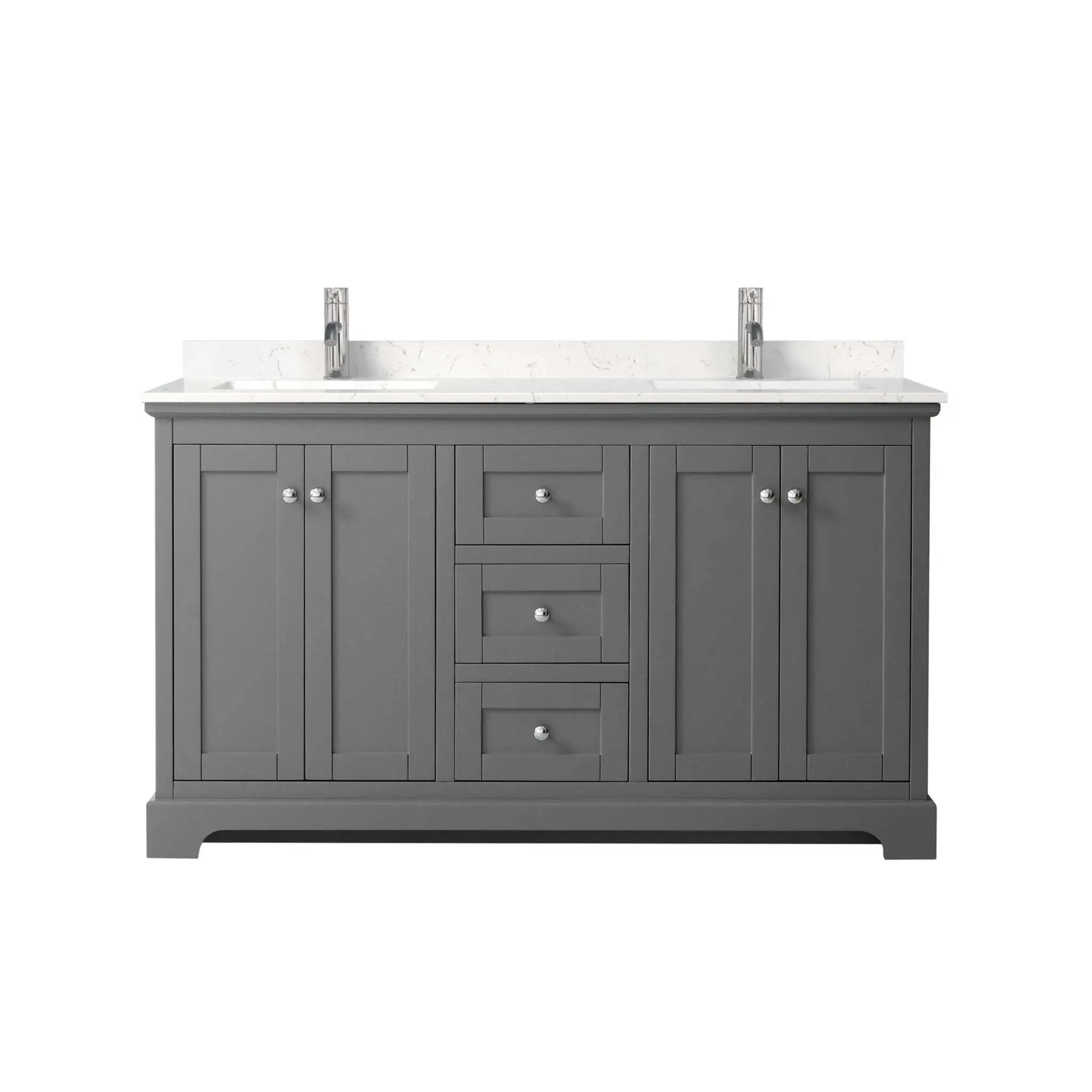 60" Avery Double Bathroom Vanity in Dark Gray with Polished Chrome Trim by Wyndham