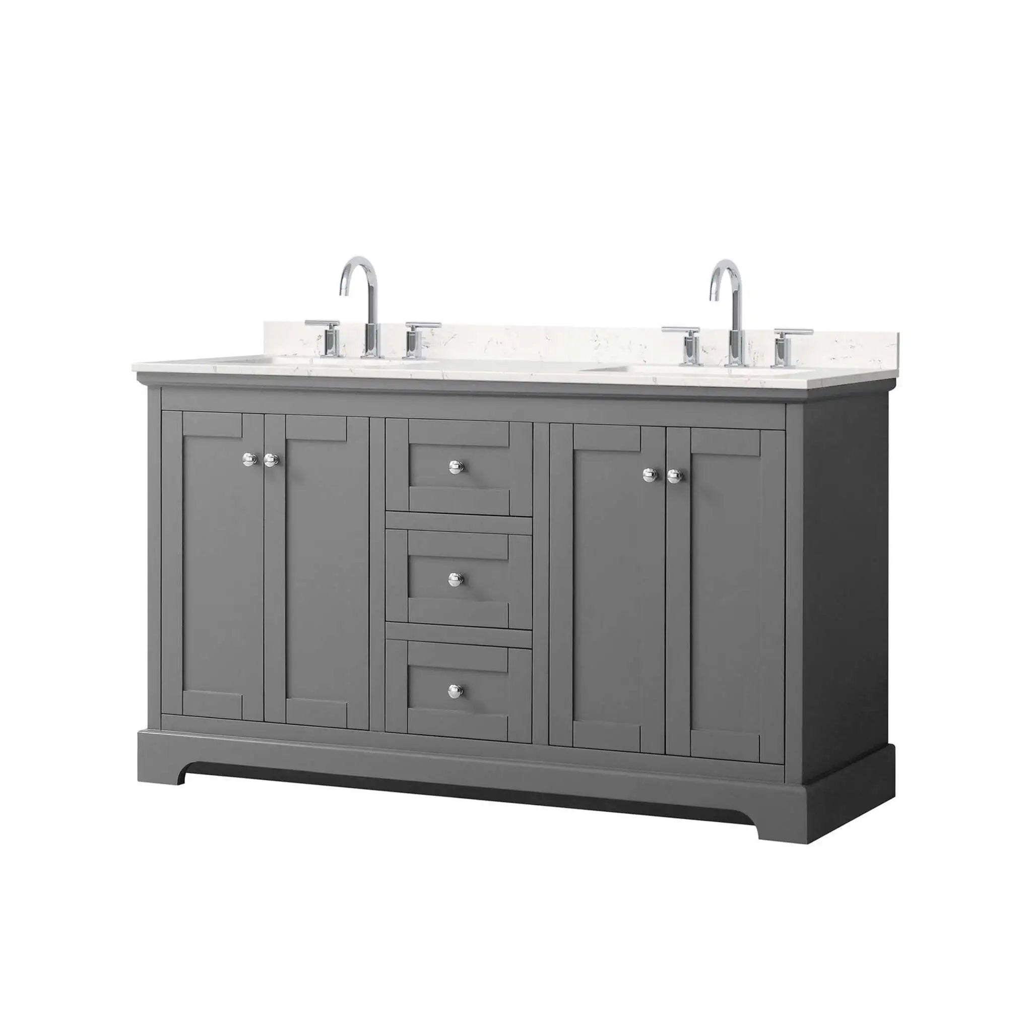60" Avery Double Bathroom Vanity in Dark Gray with Polished Chrome Trim by Wyndham