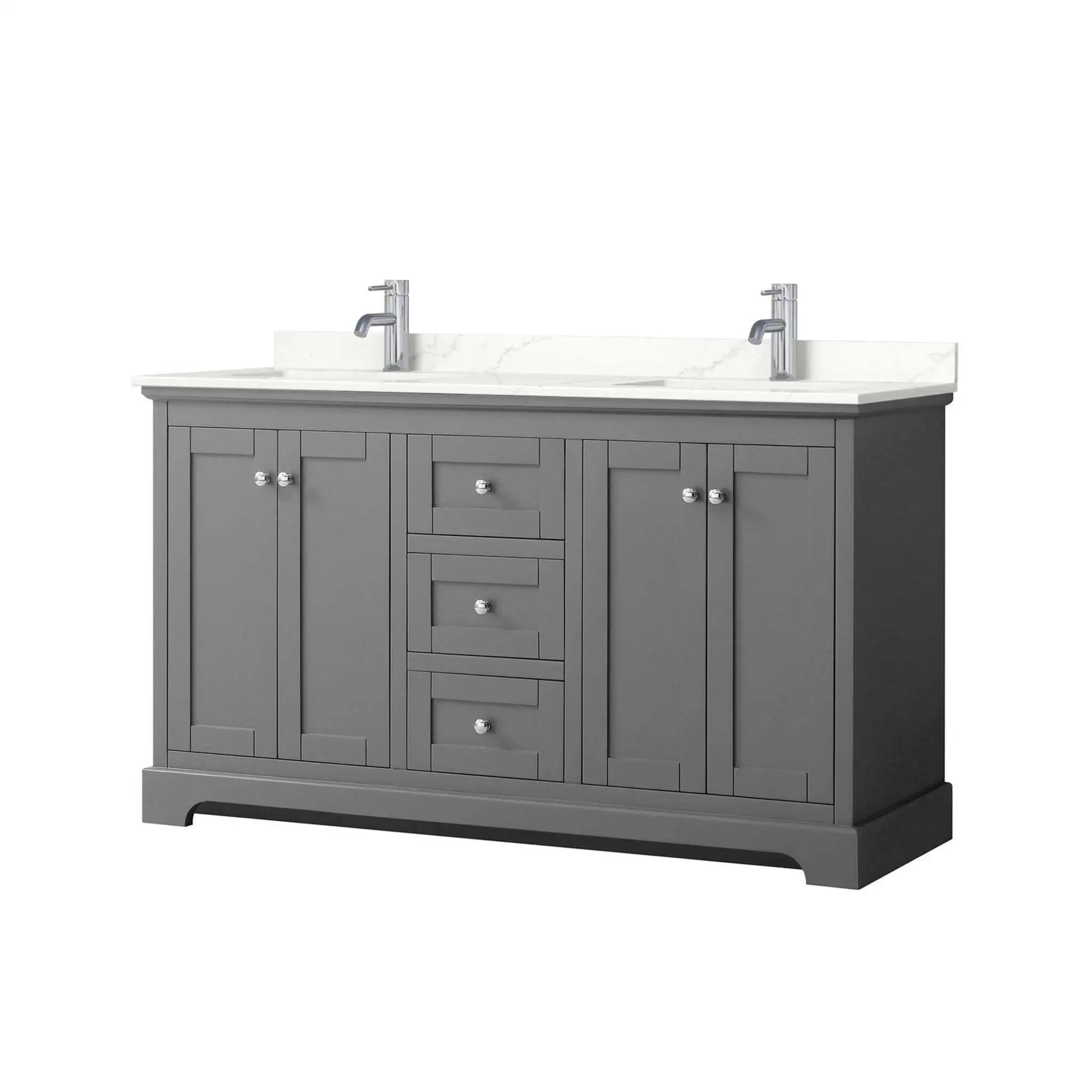 60" Avery Double Bathroom Vanity in Dark Gray with Polished Chrome Trim by Wyndham