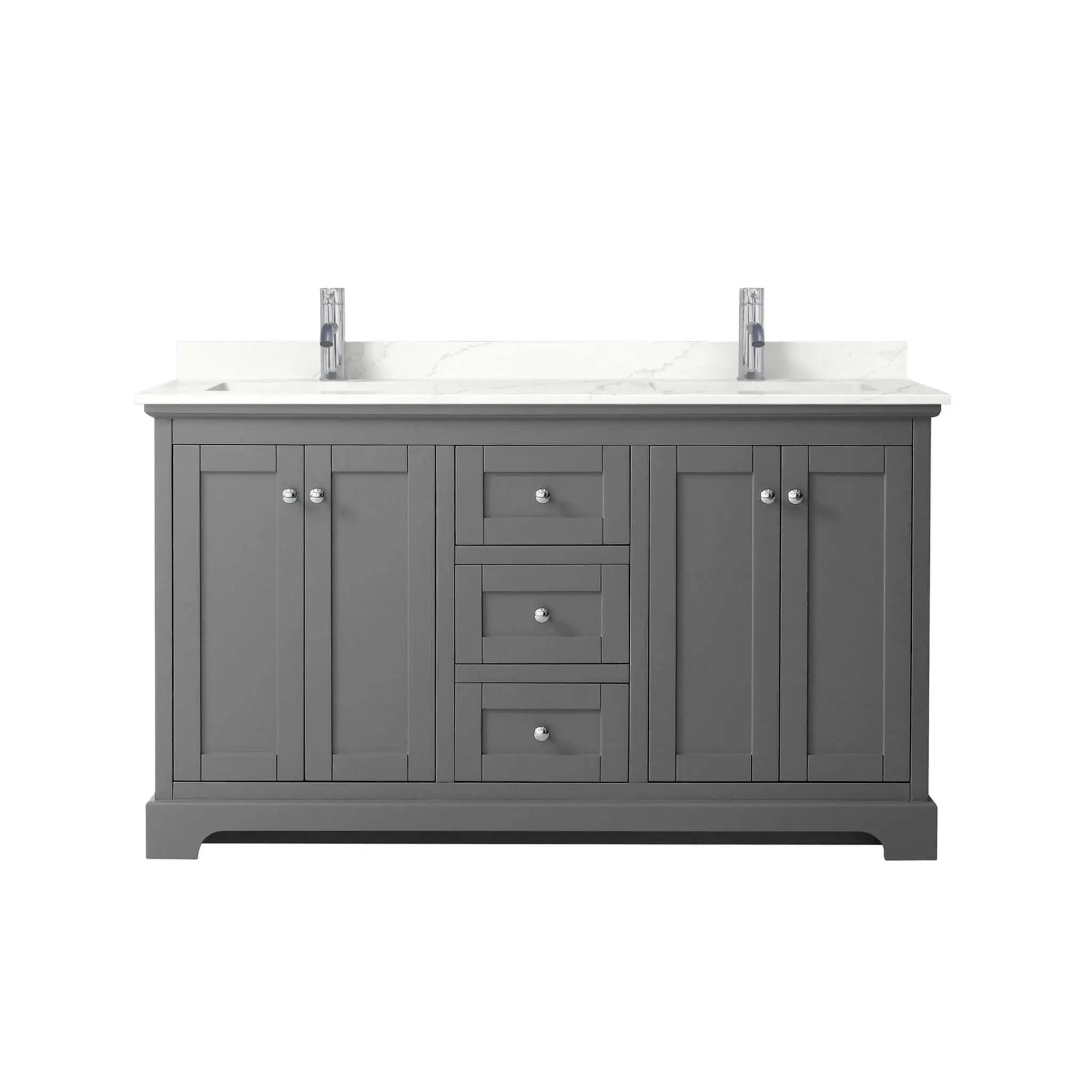 60" Avery Double Bathroom Vanity in Dark Gray with Polished Chrome Trim by Wyndham