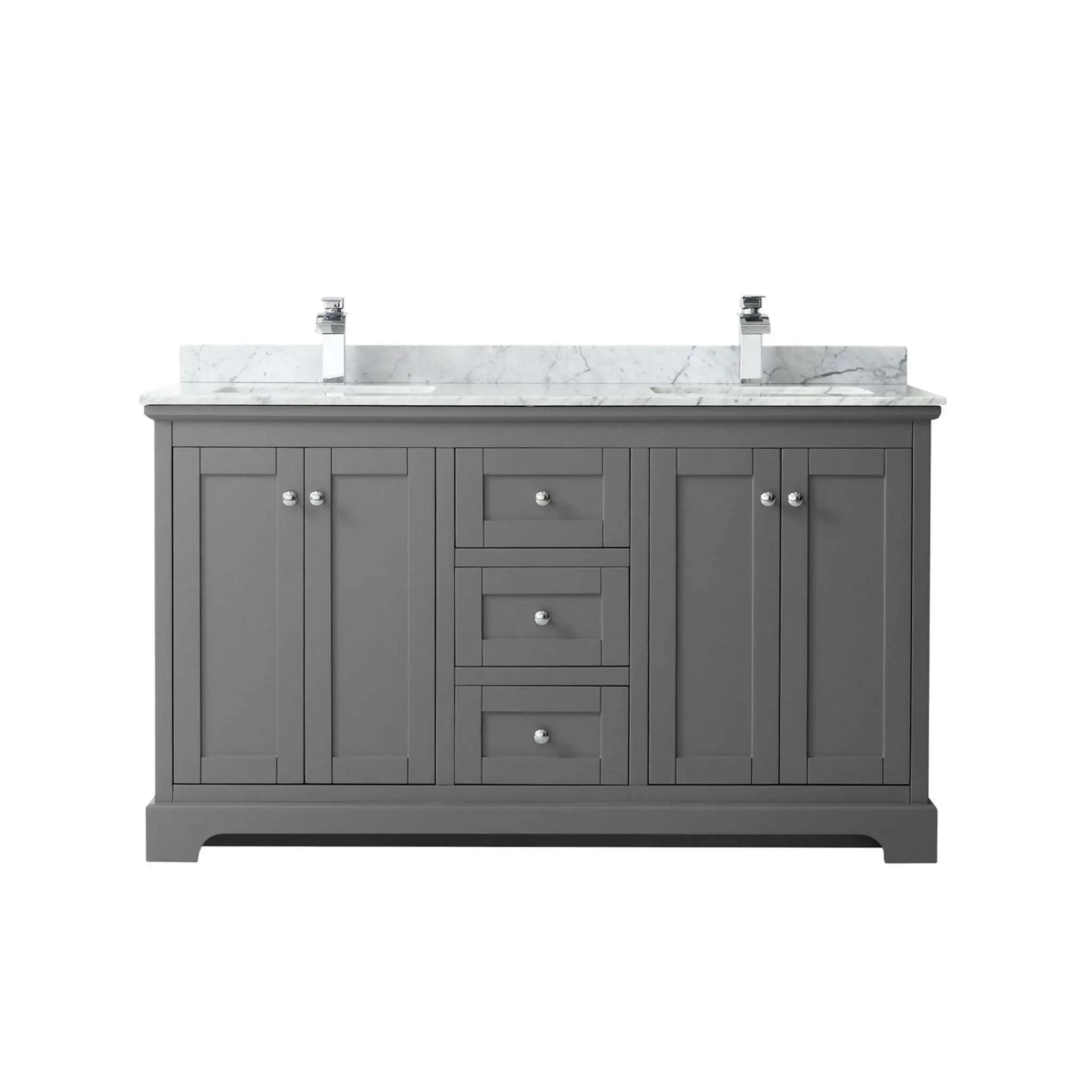 60" Avery Double Bathroom Vanity in Dark Gray with Polished Chrome Trim by Wyndham