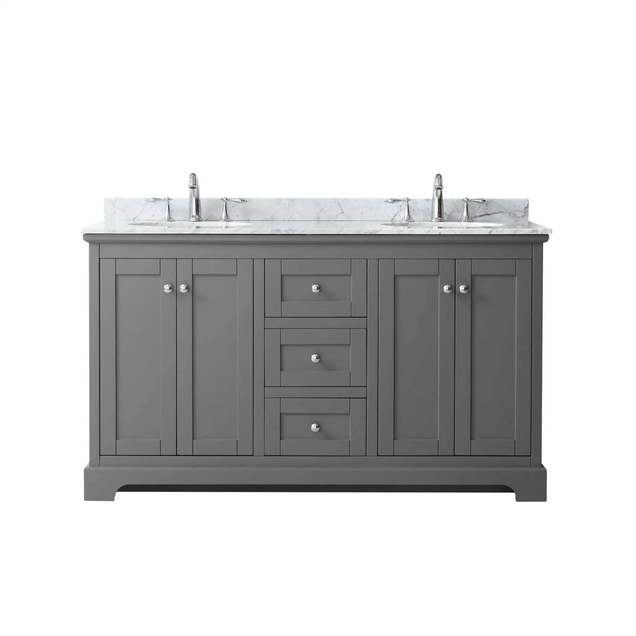 60" Avery Double Bathroom Vanity in Dark Gray with Polished Chrome Trim by Wyndham