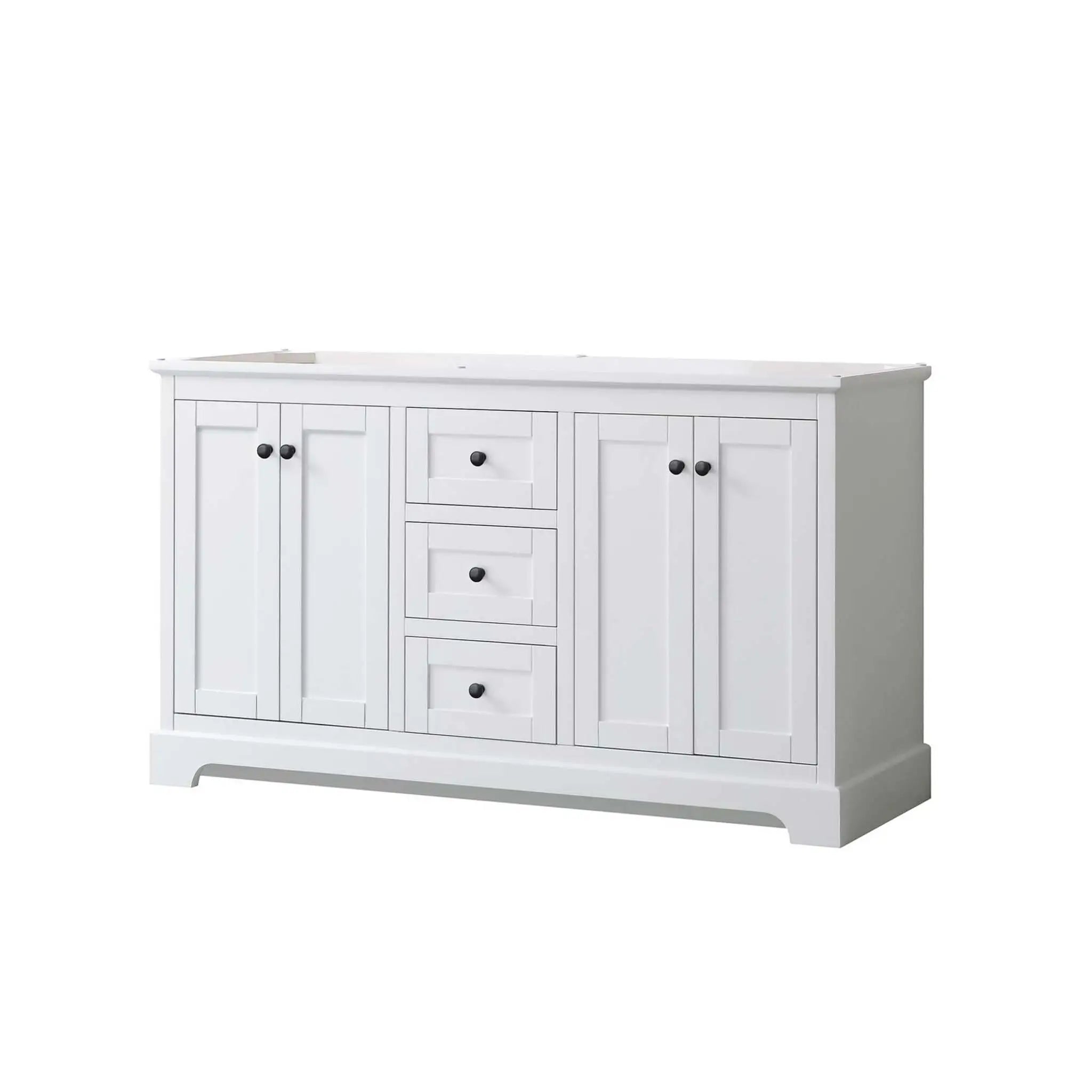 60" Avery Double Bathroom Vanity in White with Matte Black Trim by Wyndham