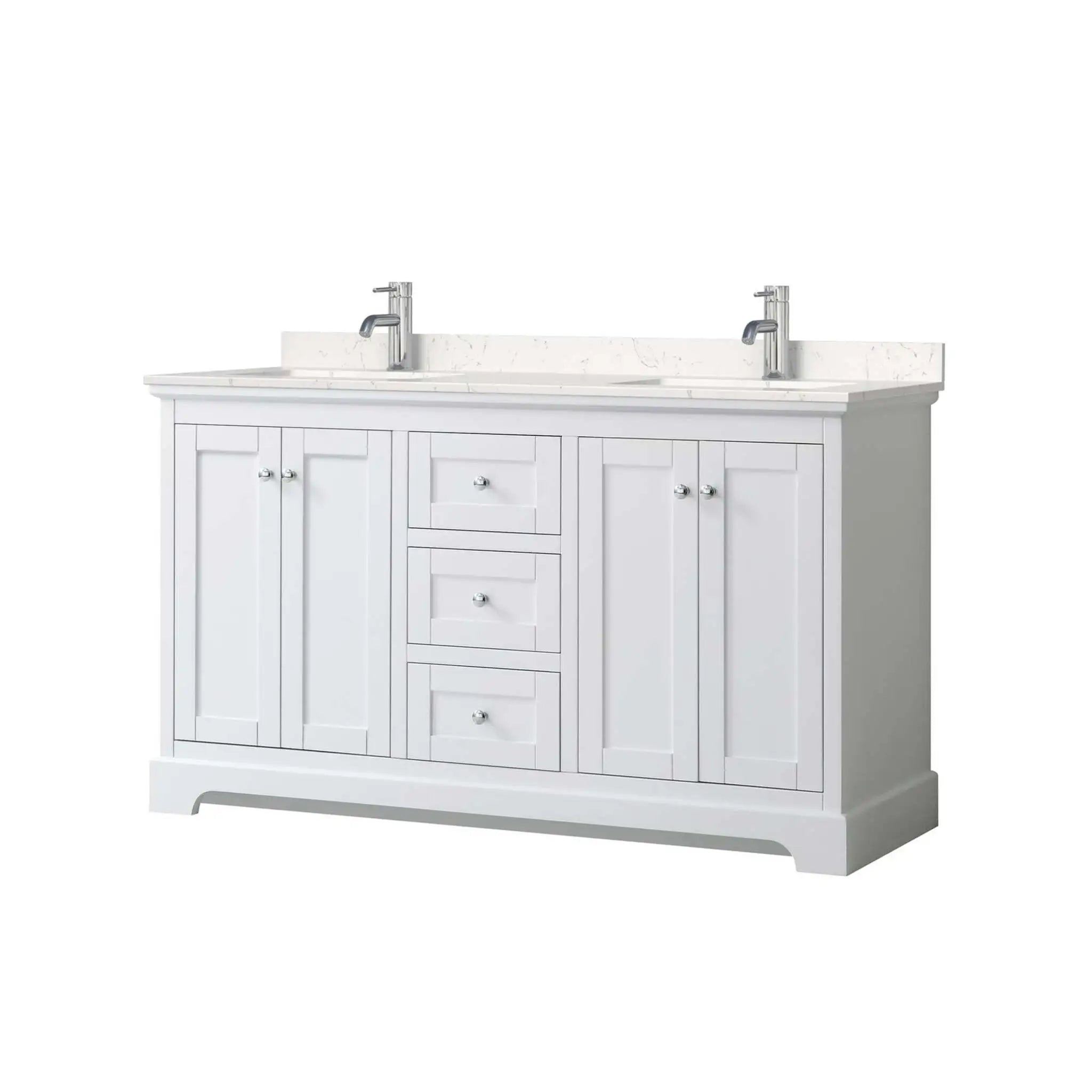 60" Avery Double Bathroom Vanity in White with Polished Chrome Trim by Wyndham