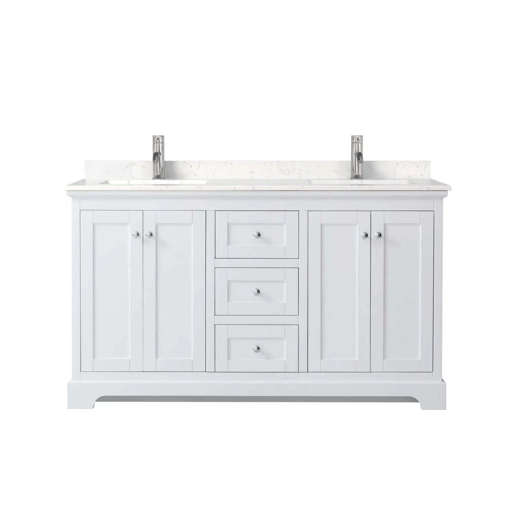 60" Avery Double Bathroom Vanity in White with Polished Chrome Trim by Wyndham