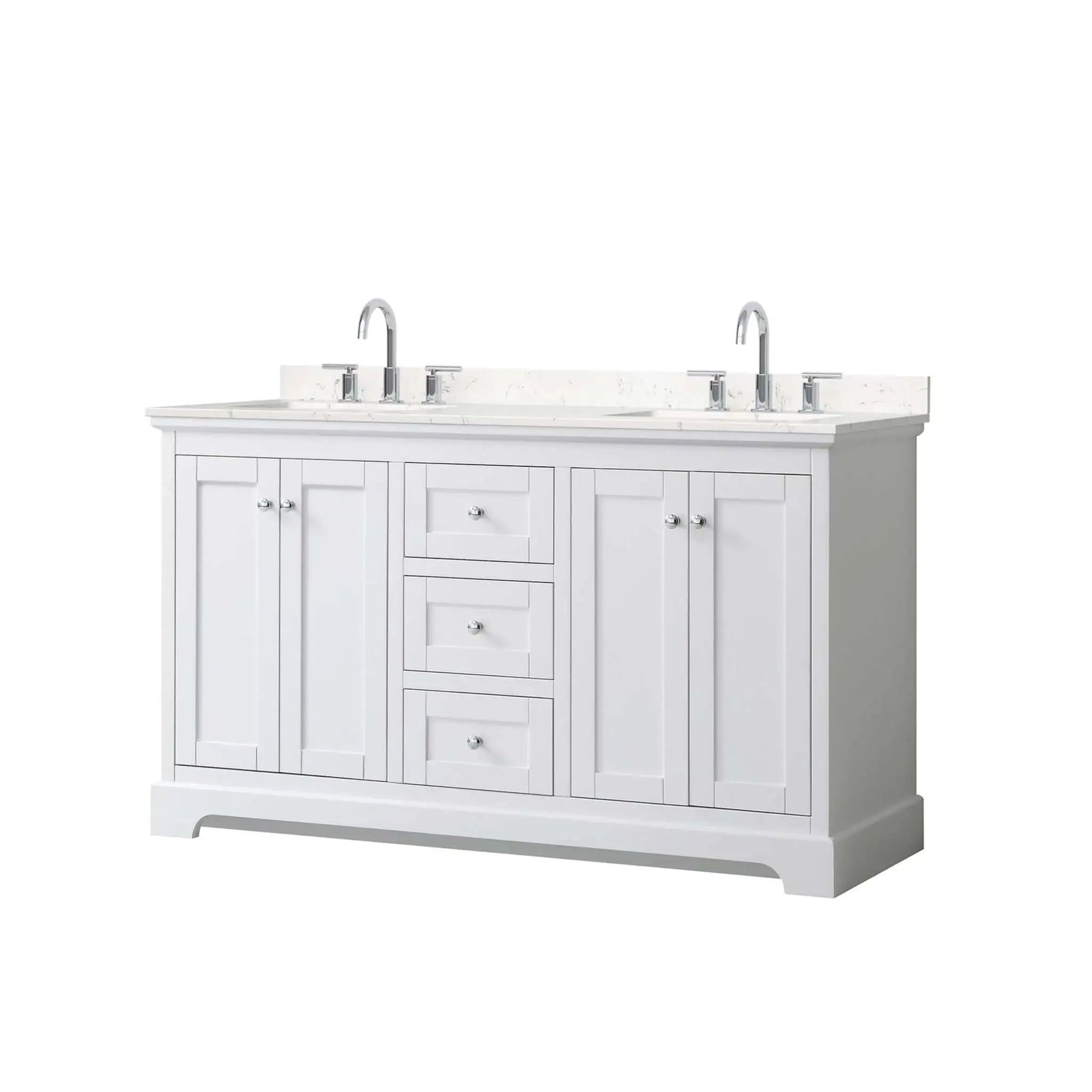 60" Avery Double Bathroom Vanity in White with Polished Chrome Trim by Wyndham