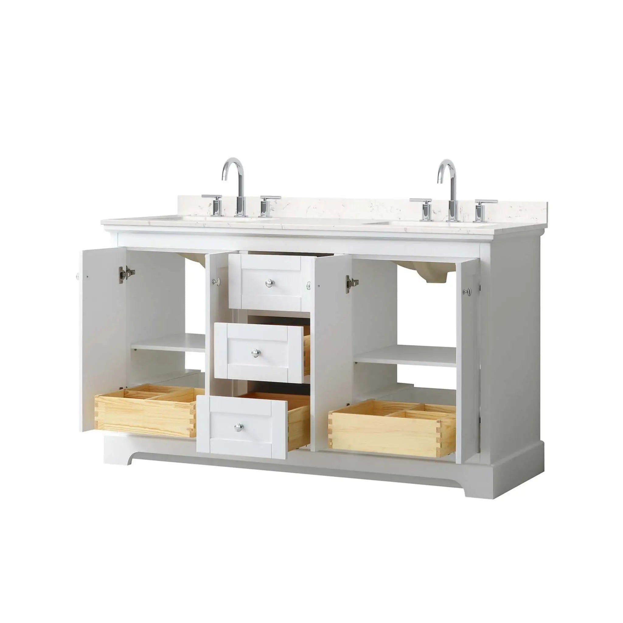 60" Avery Double Bathroom Vanity in White with Polished Chrome Trim by Wyndham