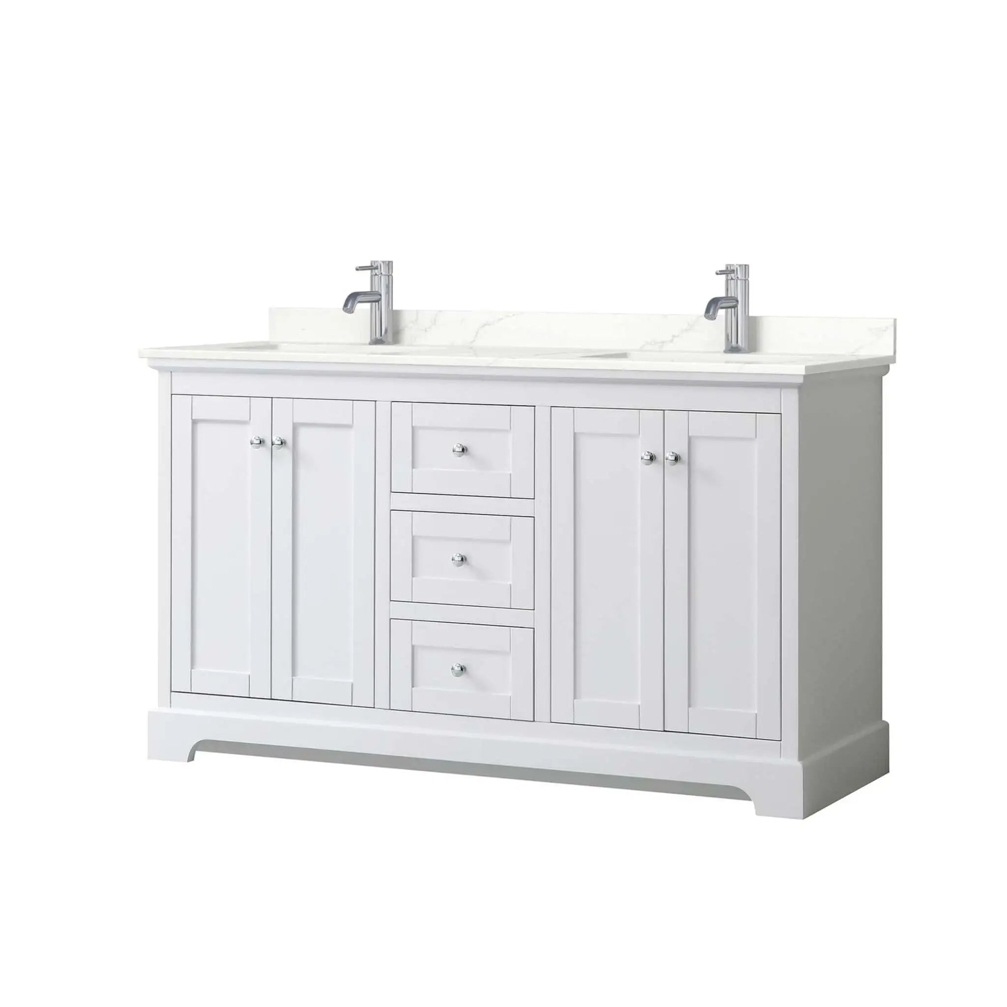 60" Avery Double Bathroom Vanity in White with Polished Chrome Trim by Wyndham