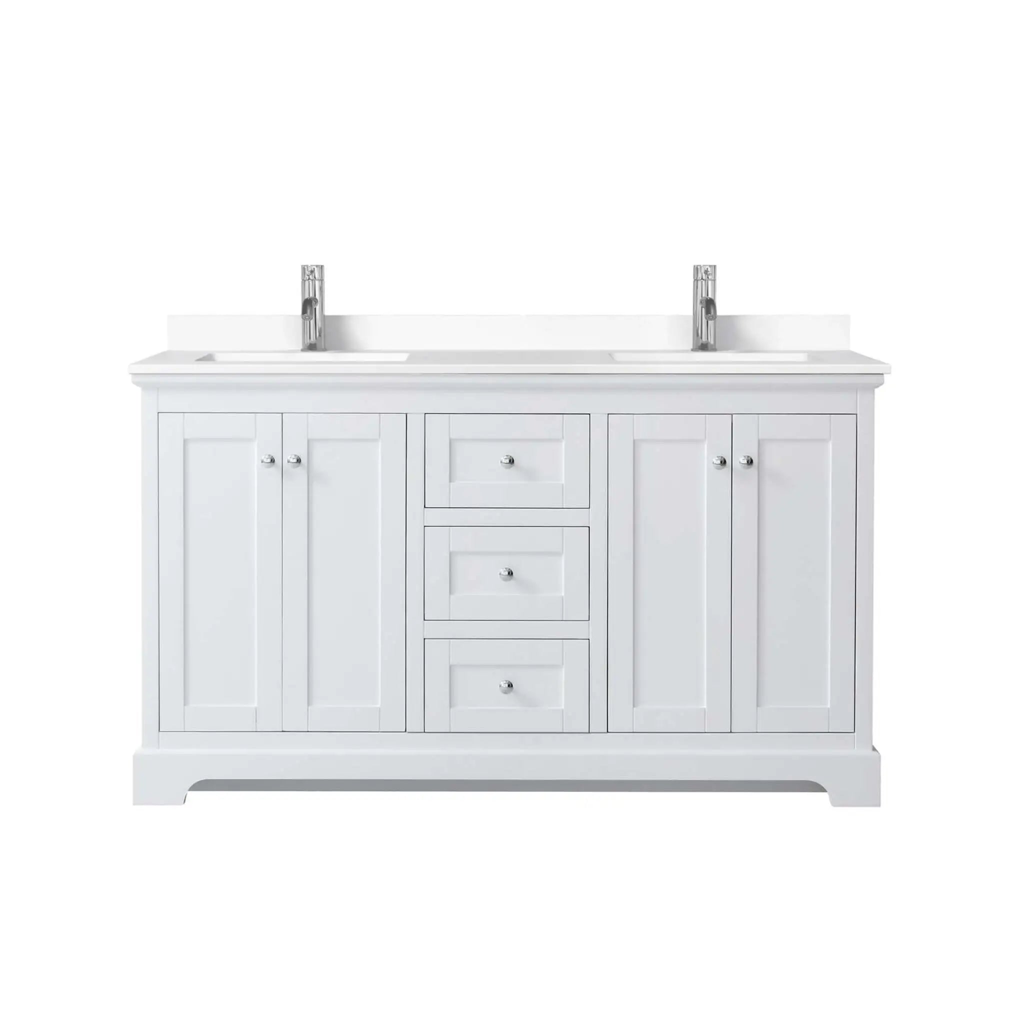 60" Avery Double Bathroom Vanity in White with Polished Chrome Trim by Wyndham