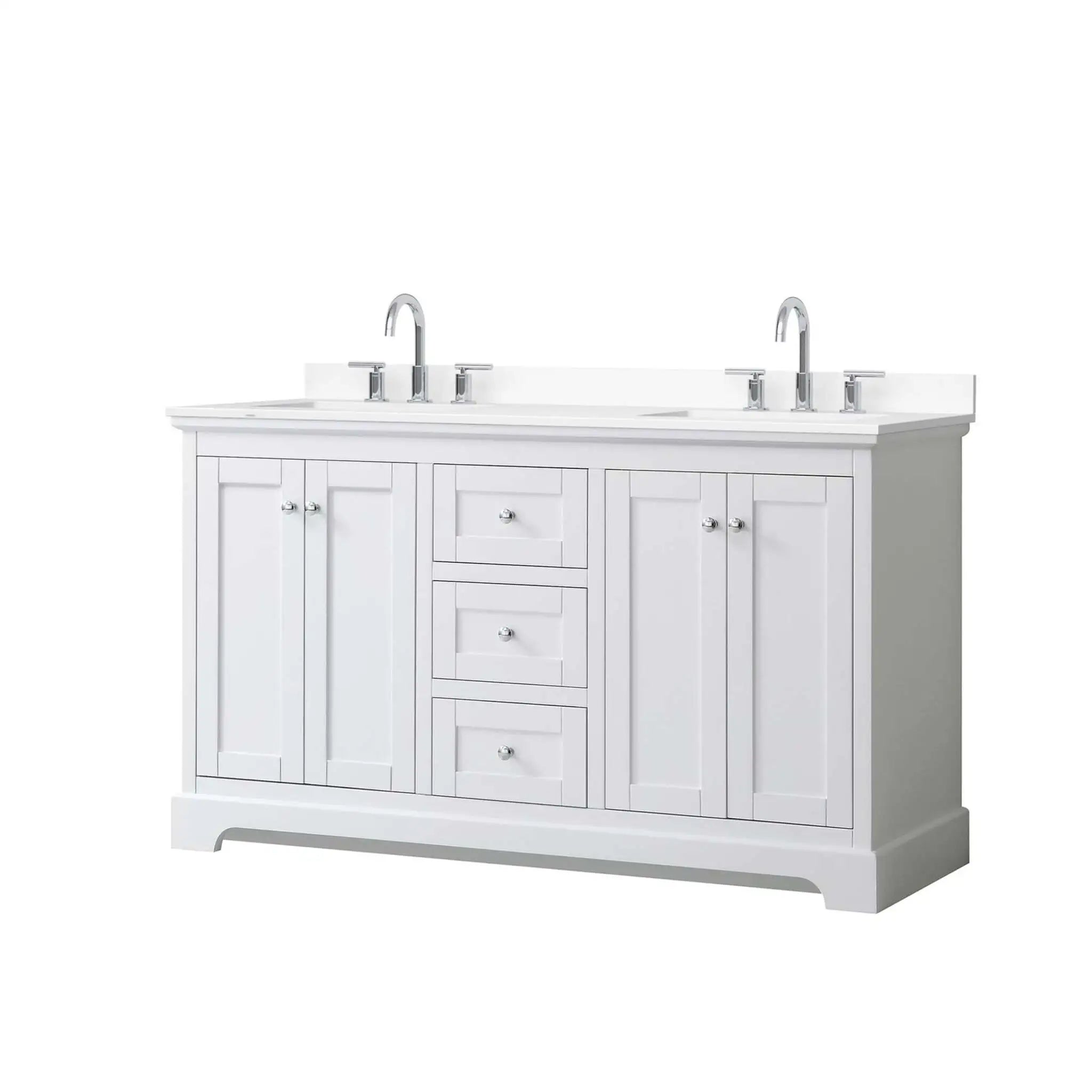 60" Avery Double Bathroom Vanity in White with Polished Chrome Trim by Wyndham