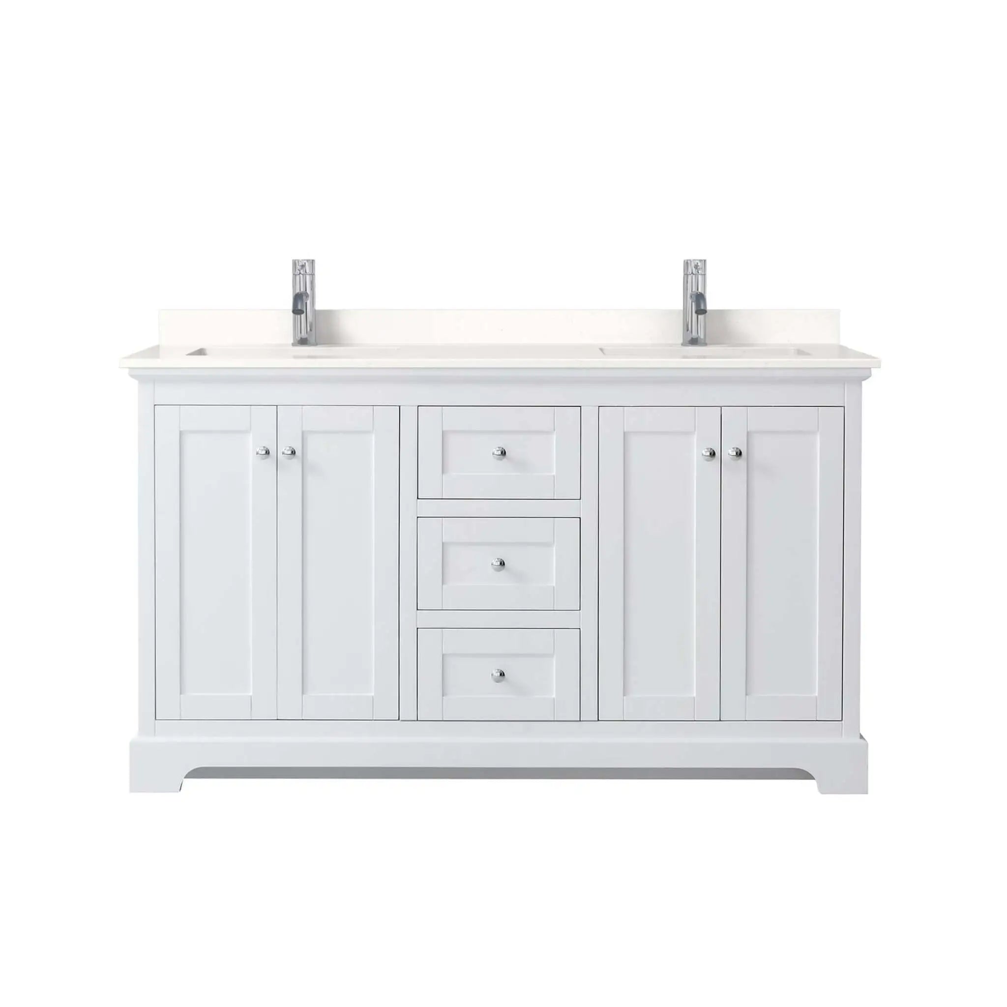 60" Avery Double Bathroom Vanity in White with Polished Chrome Trim by Wyndham