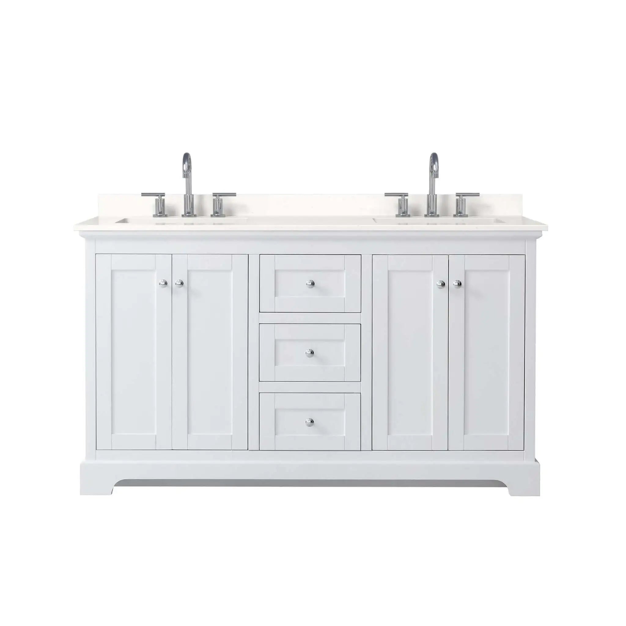 60" Avery Double Bathroom Vanity in White with Polished Chrome Trim by Wyndham