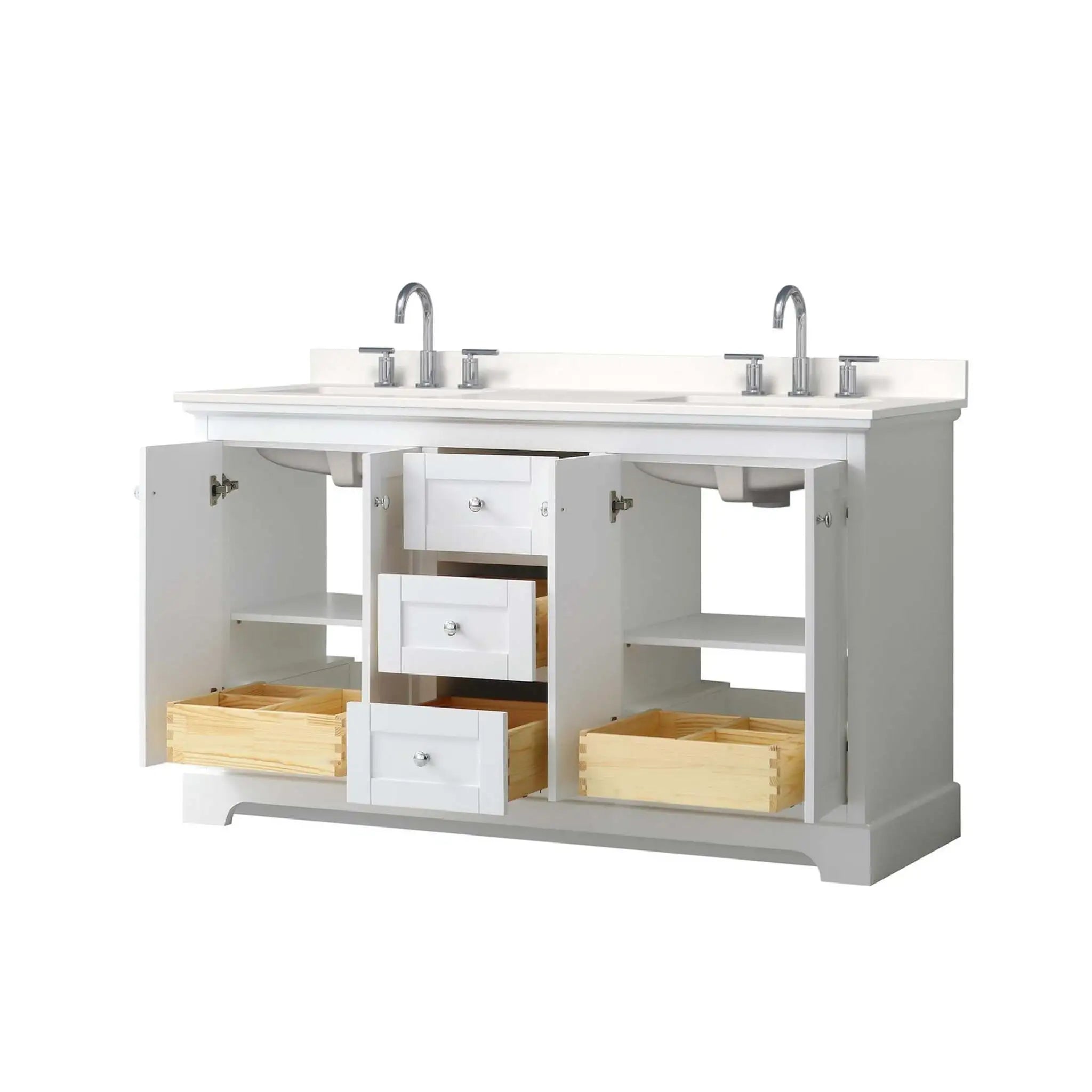 60" Avery Double Bathroom Vanity in White with Polished Chrome Trim by Wyndham