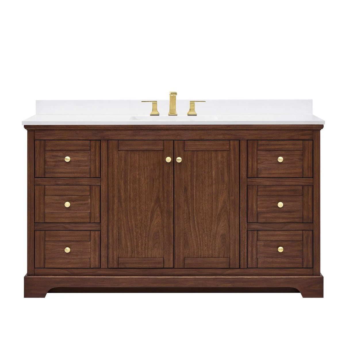 60" Avery Single Bathroom Vanity Dark Walnut Brushed Gold Trim by wyndham View 16