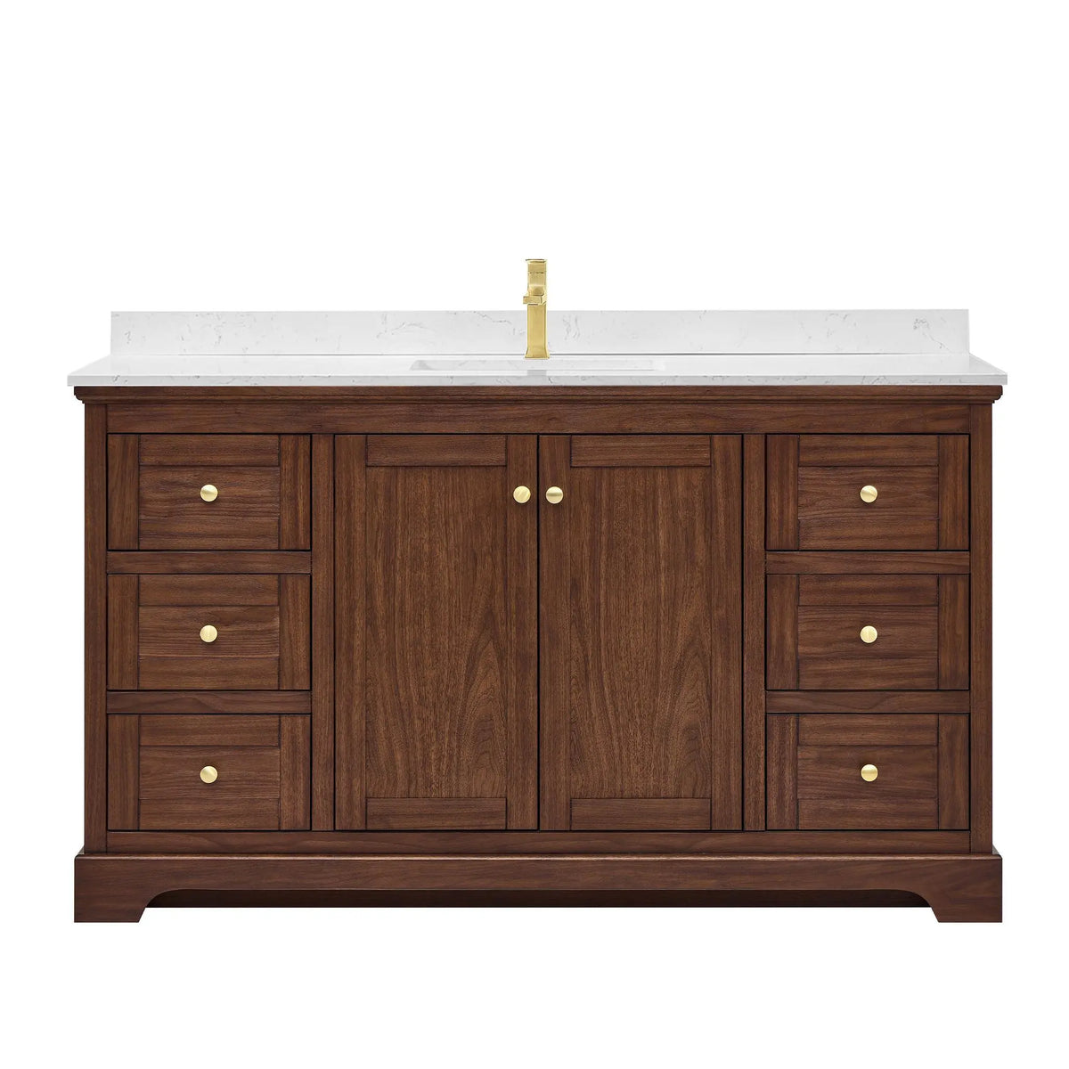 60" Avery Single Bathroom Vanity Dark Walnut Brushed Gold Trim by wyndham View 1