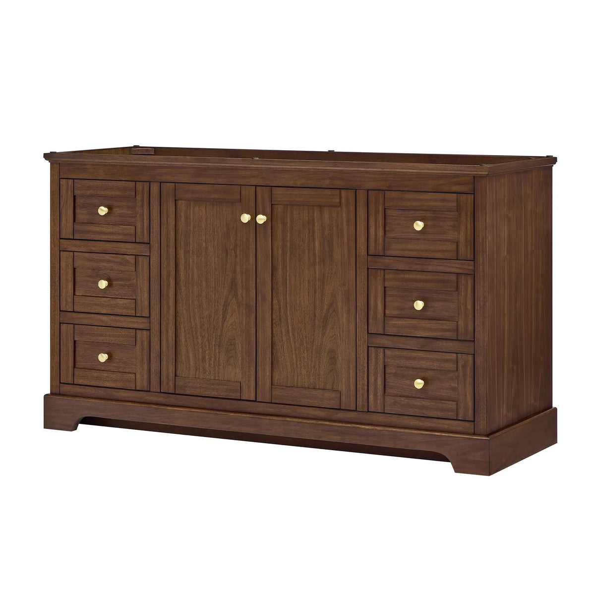 60" Avery Single Bathroom Vanity Dark Walnut Brushed Gold Trim by wyndham View 44